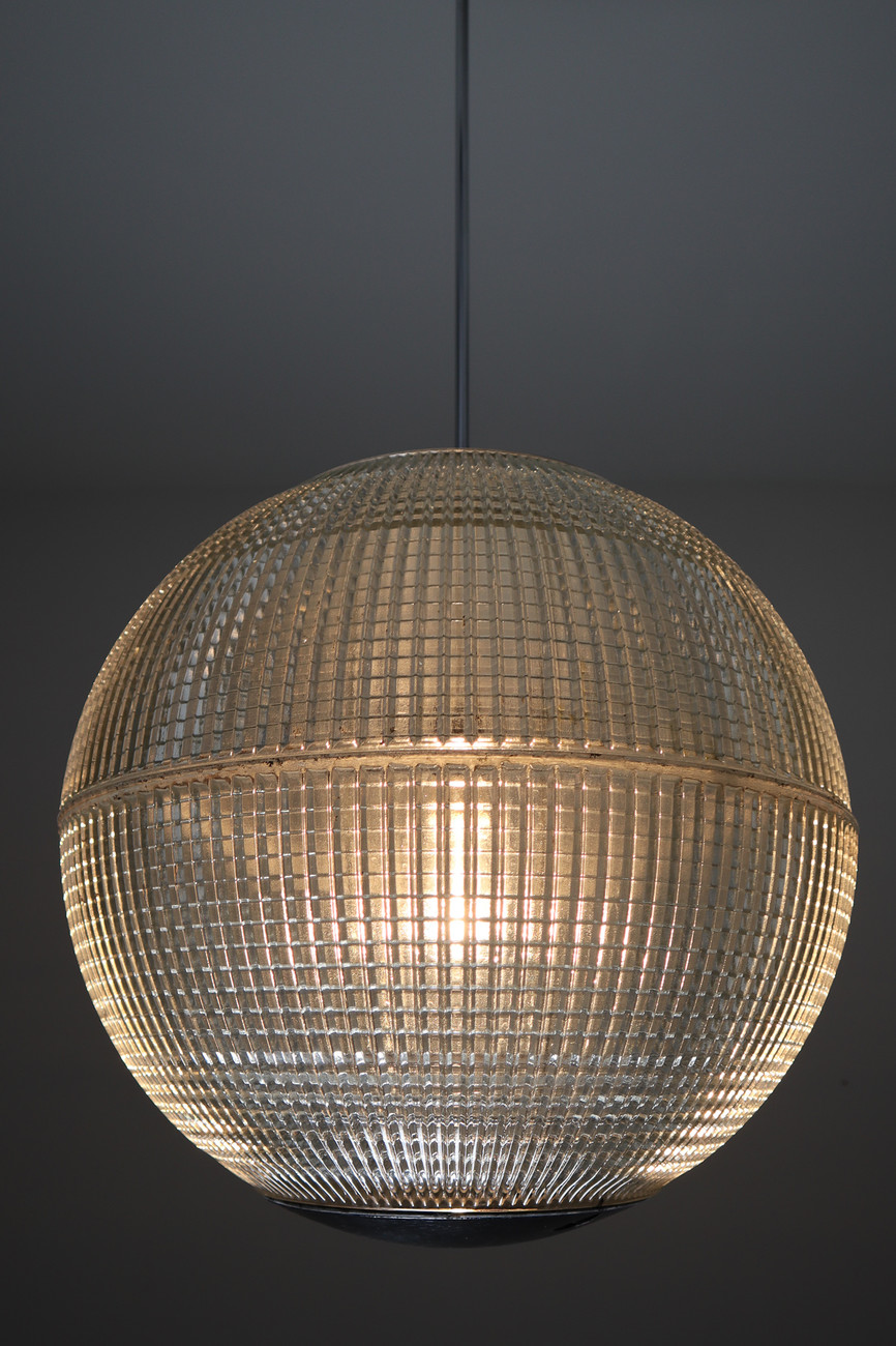 Large set XL Mid-Century Modern Holophane Paris Street Pendant Light, France, 1960s Mid-20th century