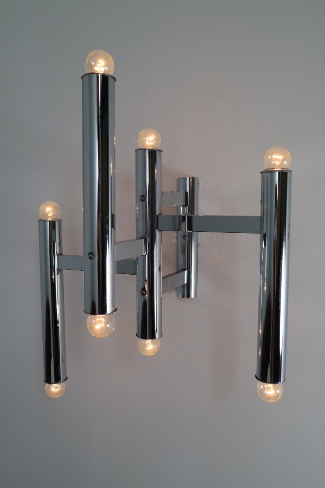 Large Size Mid-Century Chrome Wall Lights by Staff Leuchten, Germany, 1970s