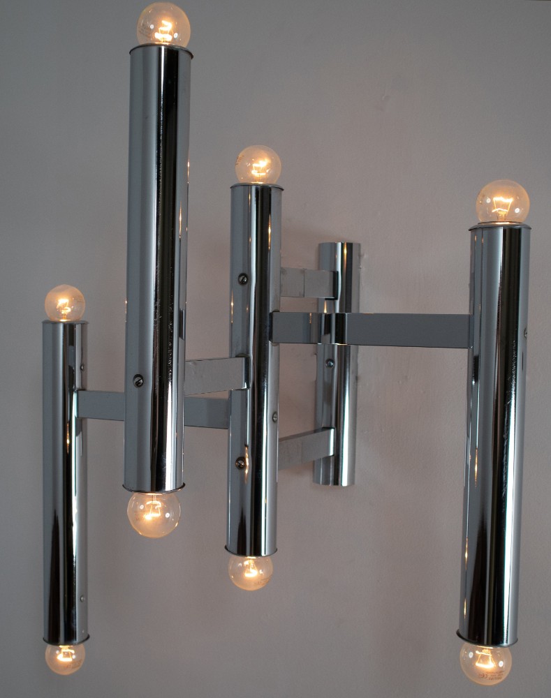 Large Size Mid-Century Chrome Wall Lights by Staff Leuchten, Germany, 1970s