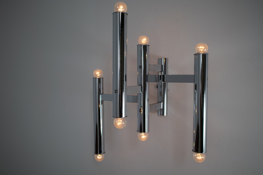 Large Size Mid-Century Chrome Wall Lights by Staff Leuchten, Germany, 1970s