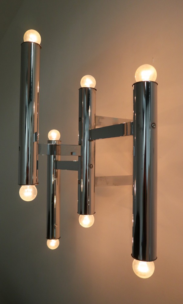 Large Size Mid-Century Chrome Wall Lights by Staff Leuchten, Germany, 1970s