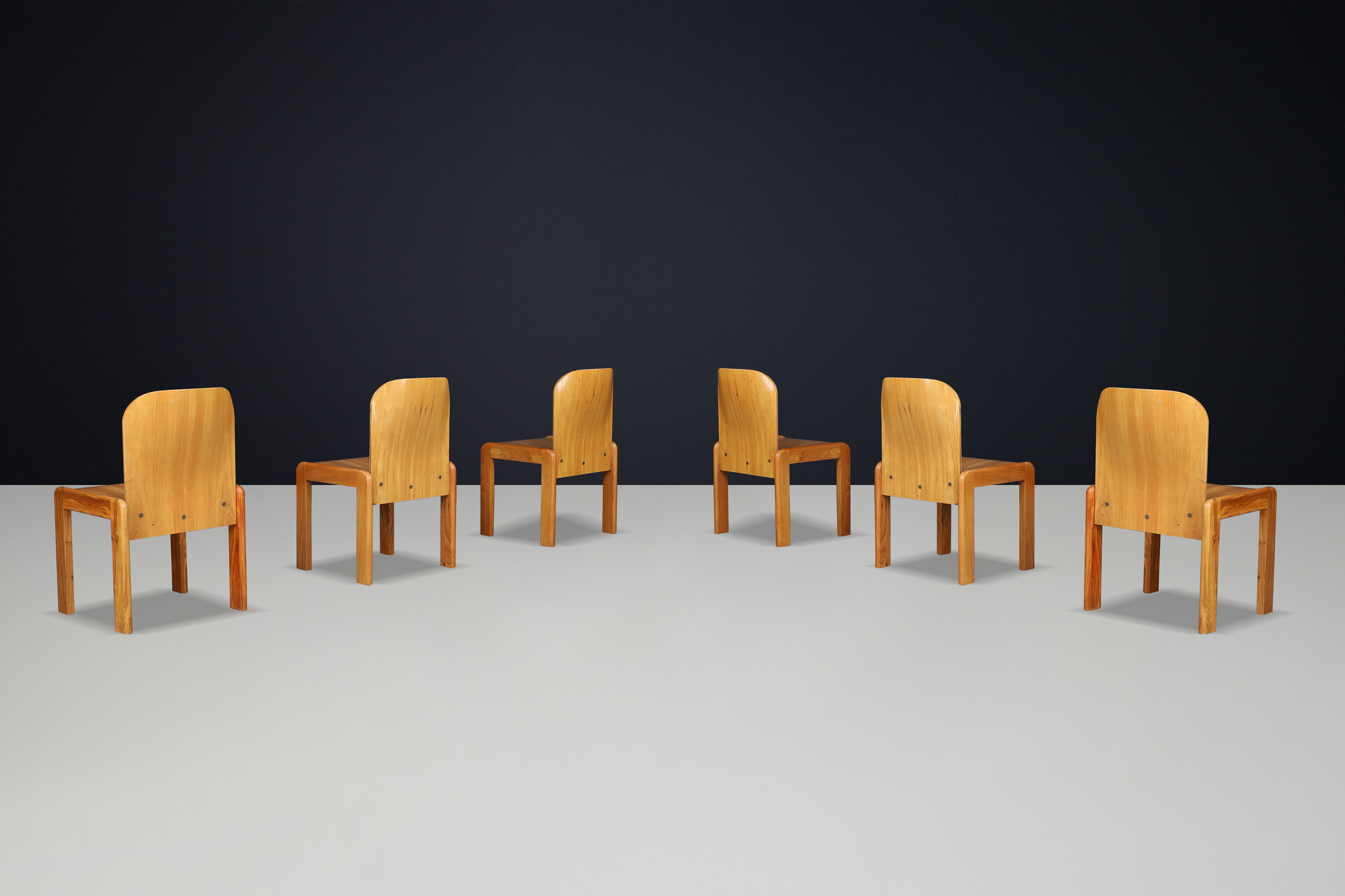 Mid century modern Afra & Tobia Scarpa (attributed) Dining Room Chairs in Ash and Plywood Italy 1970s Late-20th century