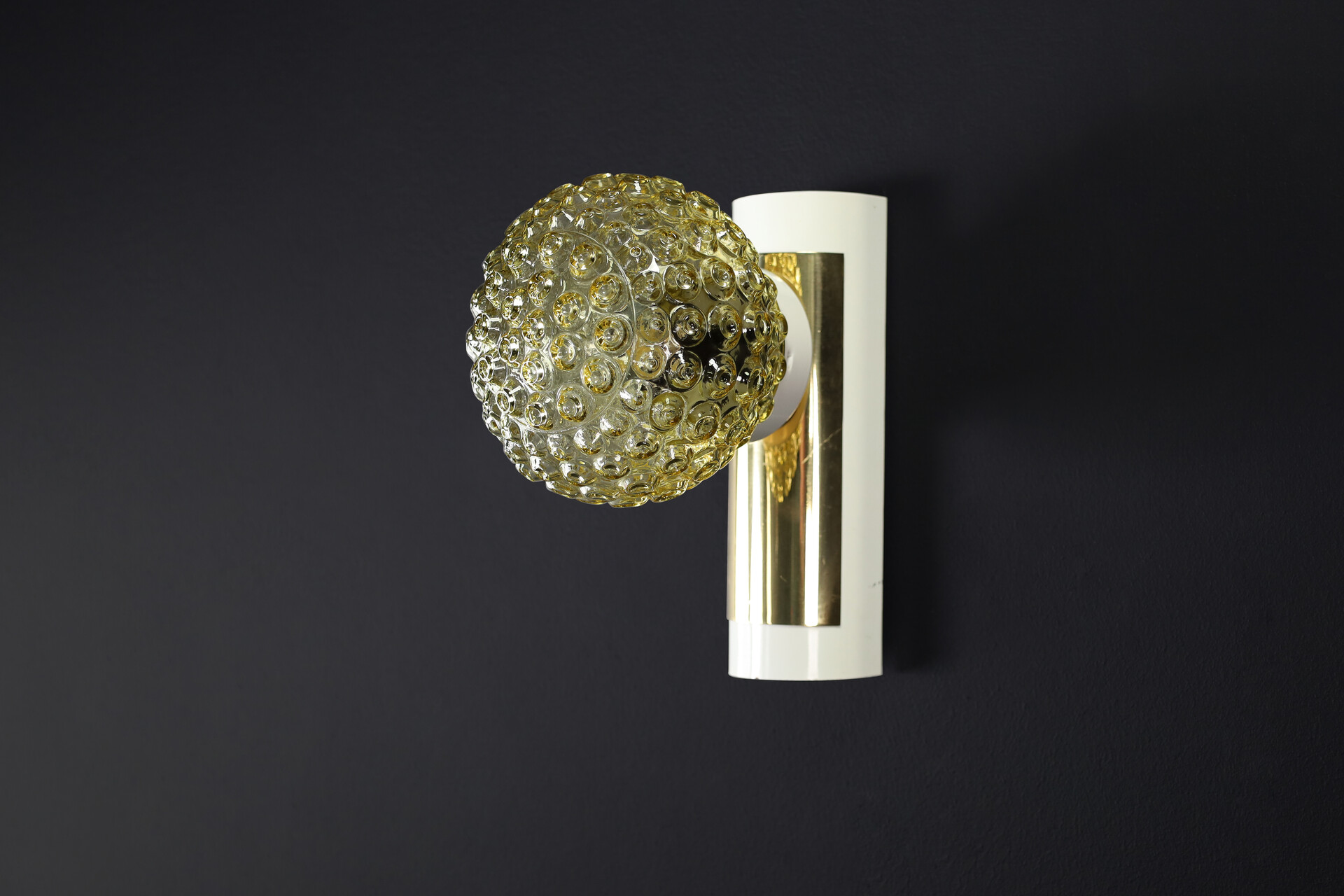 Mid century modern Art glass And Brass sconces / wall lights, CZ 1950s Mid-20th century