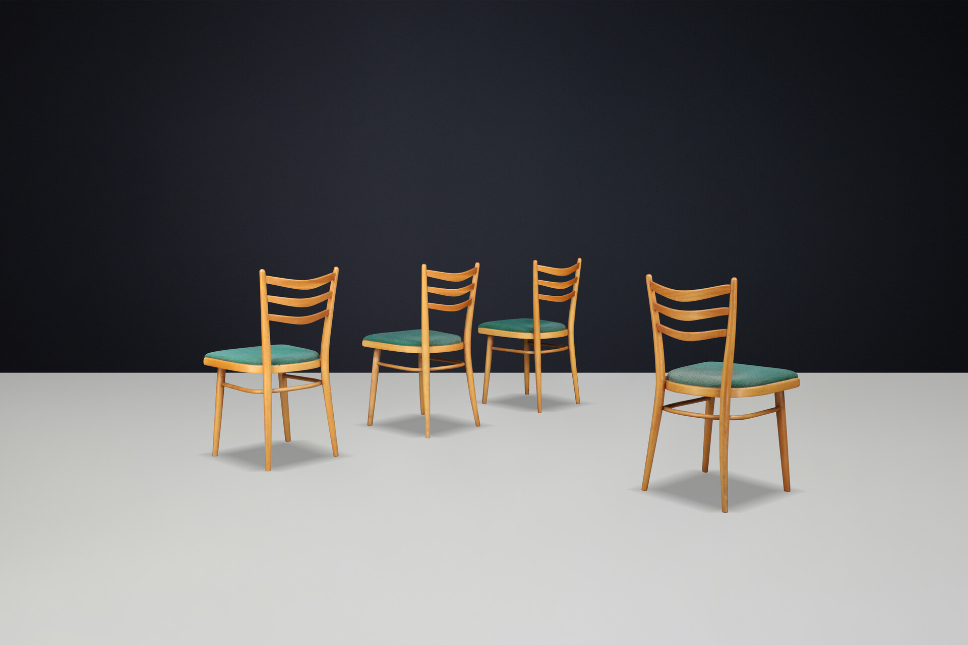 Mid century modern Beech and upholstery dinning room chairs, Cz 1960s Mid-20th century