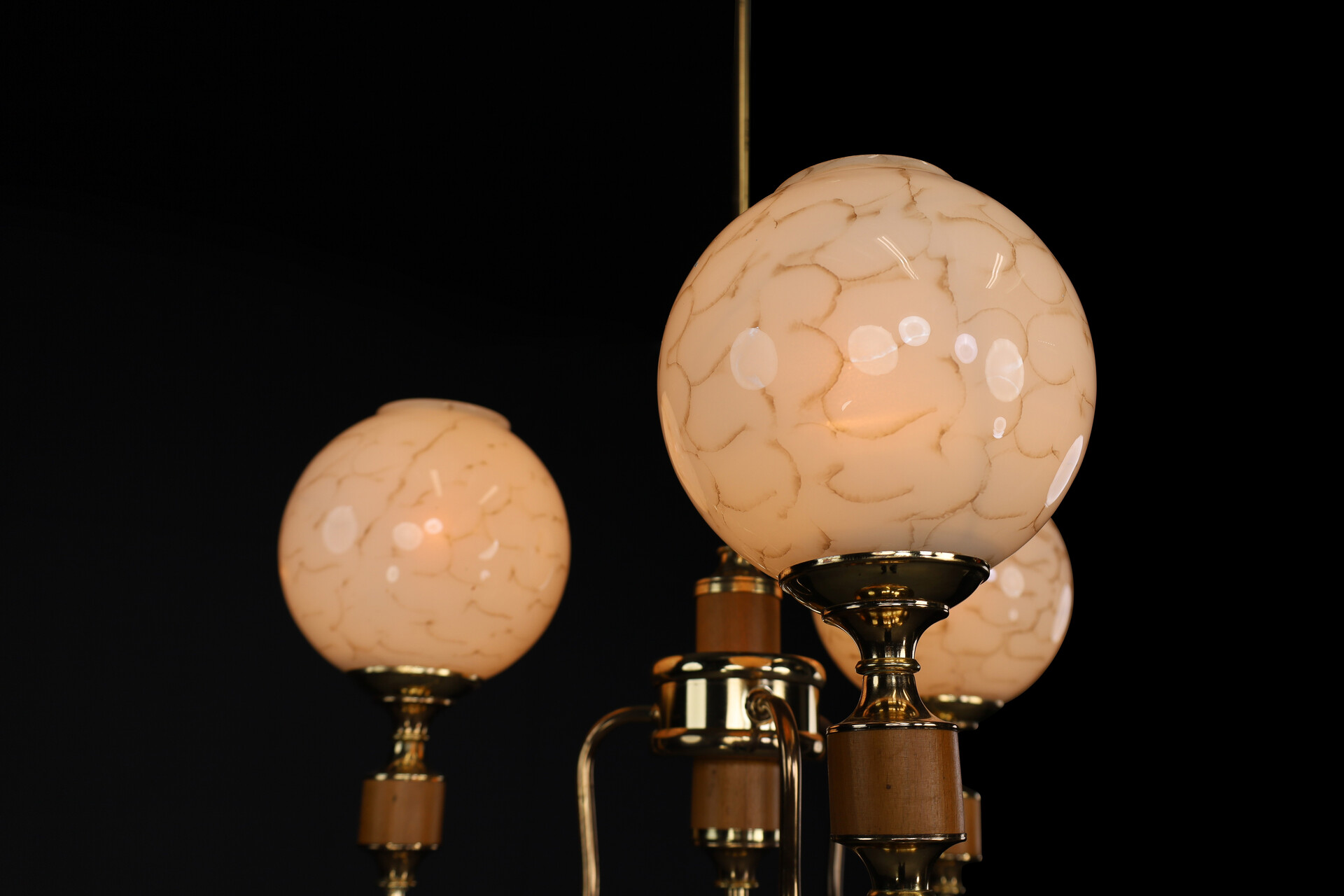 Mid century modern Brass and art glass chandelier, CZ 1970s Late-19th century