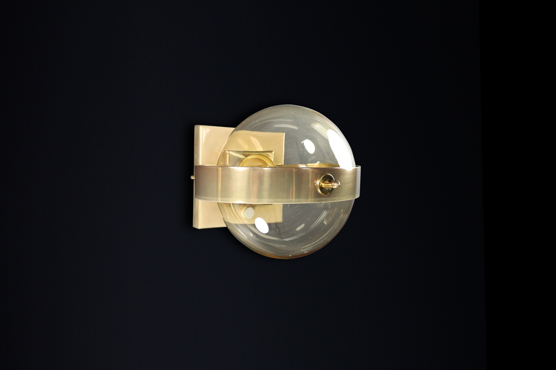 Mid century modern Brass and art glass sconces / wall lights by Preciosa CZ 1950s Mid-20th century