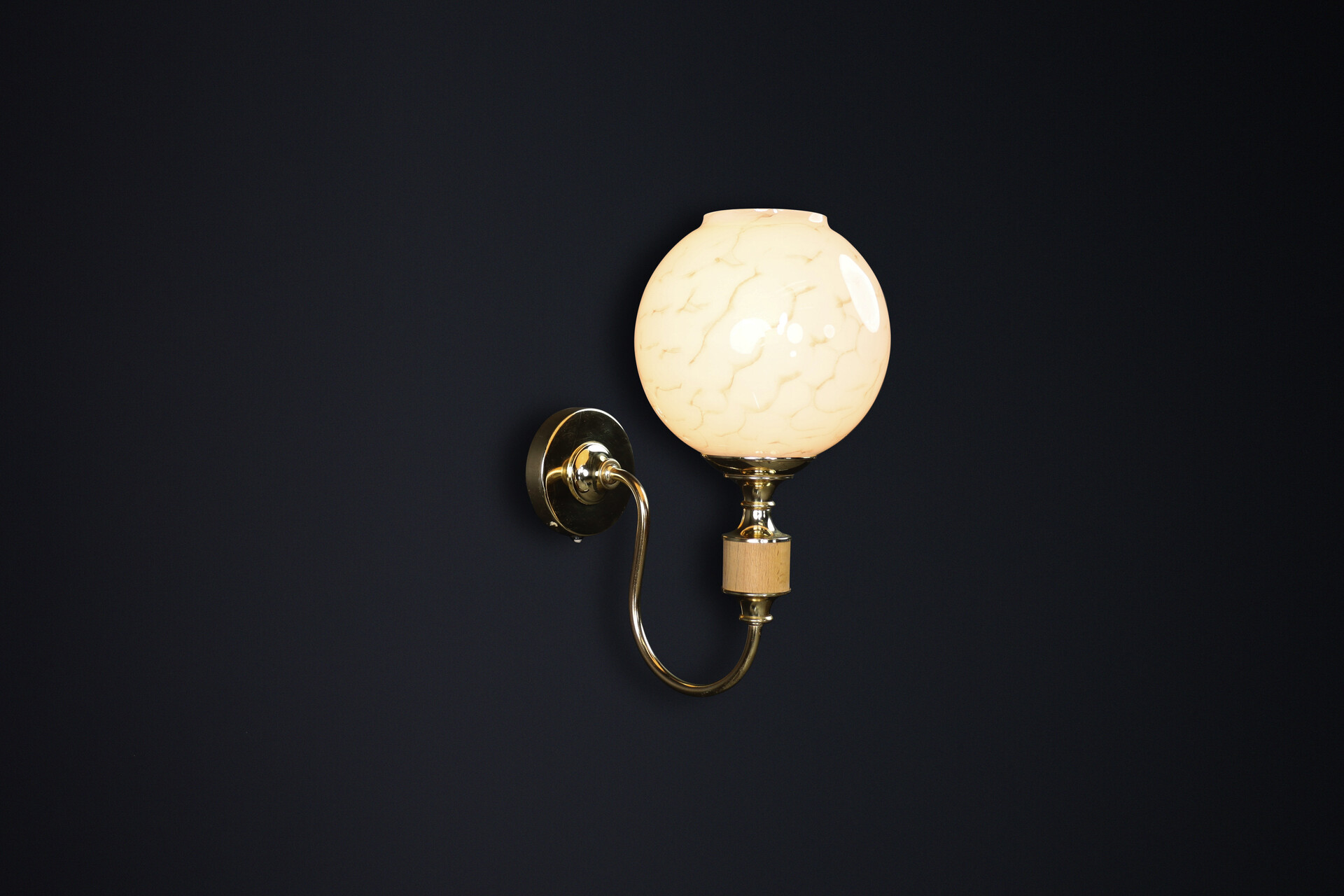 Mid century modern Brass and art glass sconces / wall lights, CZ 1970s Late-20th century