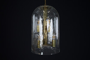 Mid century modern Brass And Smoked art Glass by Doria Leuchten, Germany 1970s Late-20th century