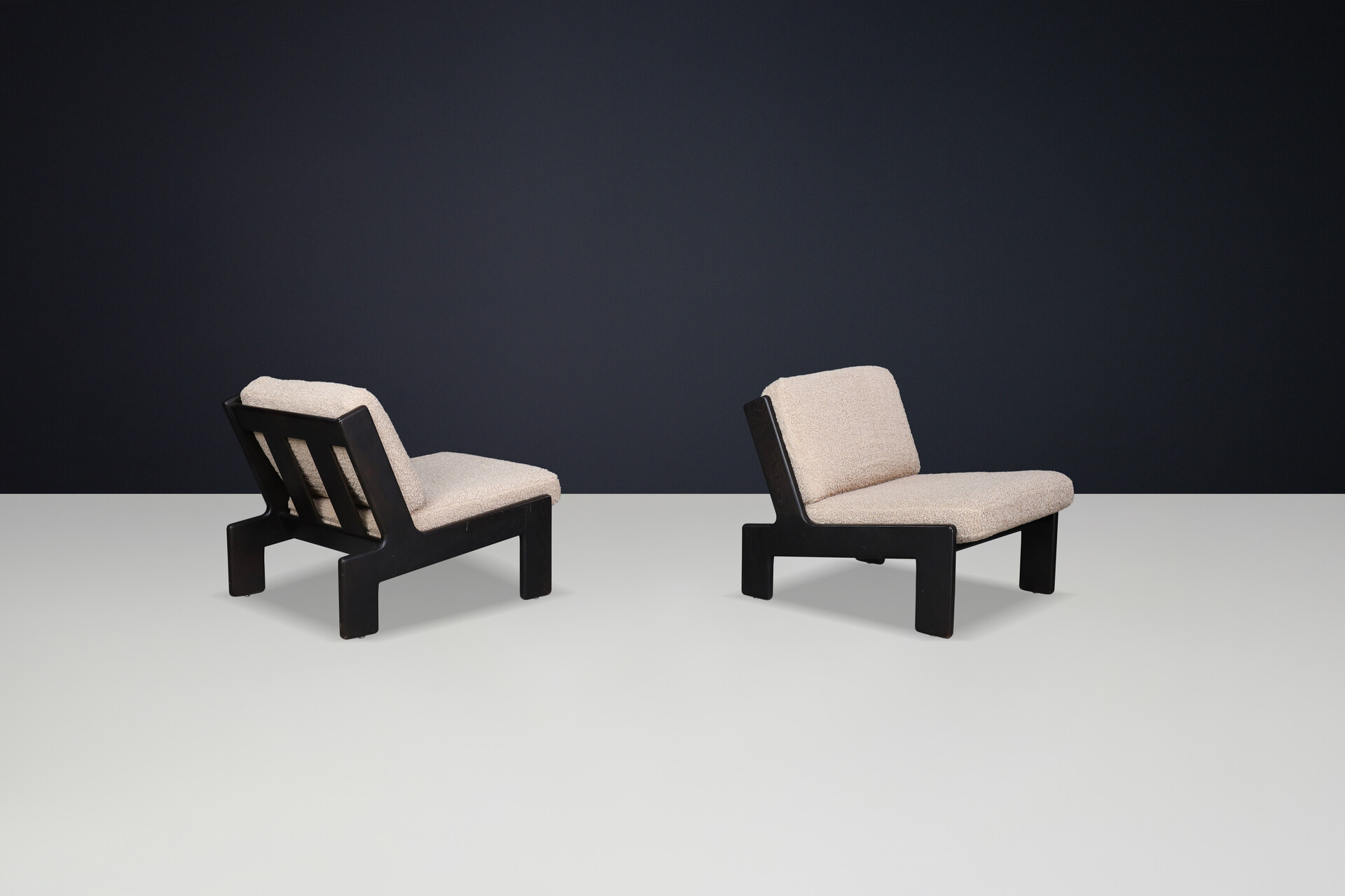 Mid century modern Brutalist Oak Lounge Chairs by Esko Pajamies for ASKO, Finland (1970s) Late-20th century