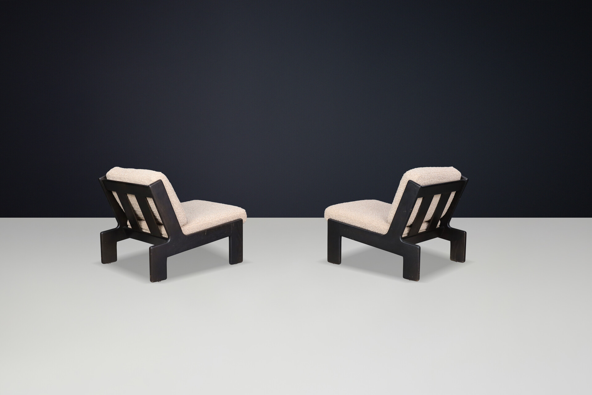 Mid century modern Brutalist Oak Lounge Chairs by Esko Pajamies for ASKO, Finland (1970s) Late-20th century