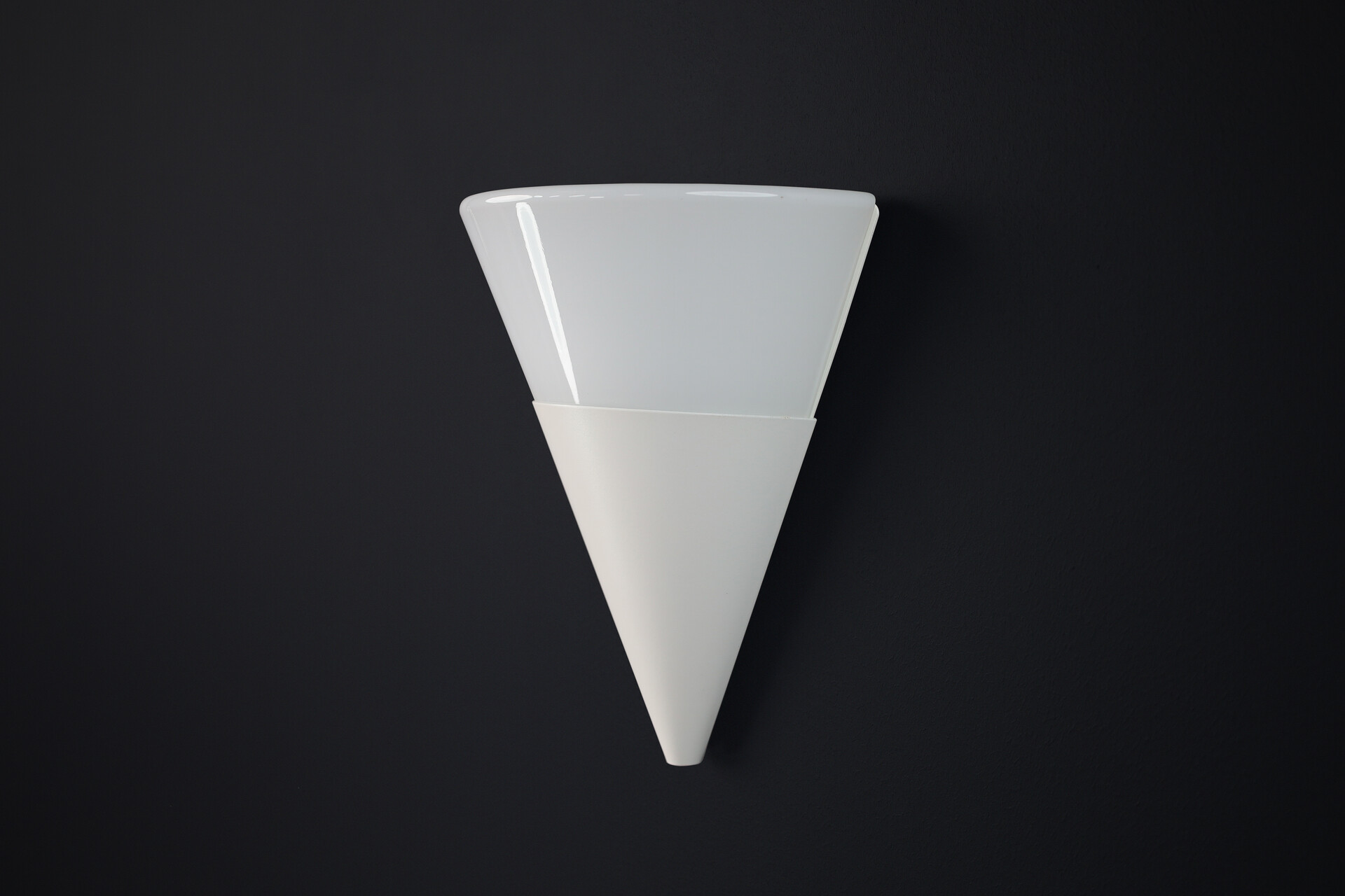 Mid century modern Cone Shaped White Opaque Glass Wall Lights by Glashütte Limburg, Germany 1970s Late-20th century