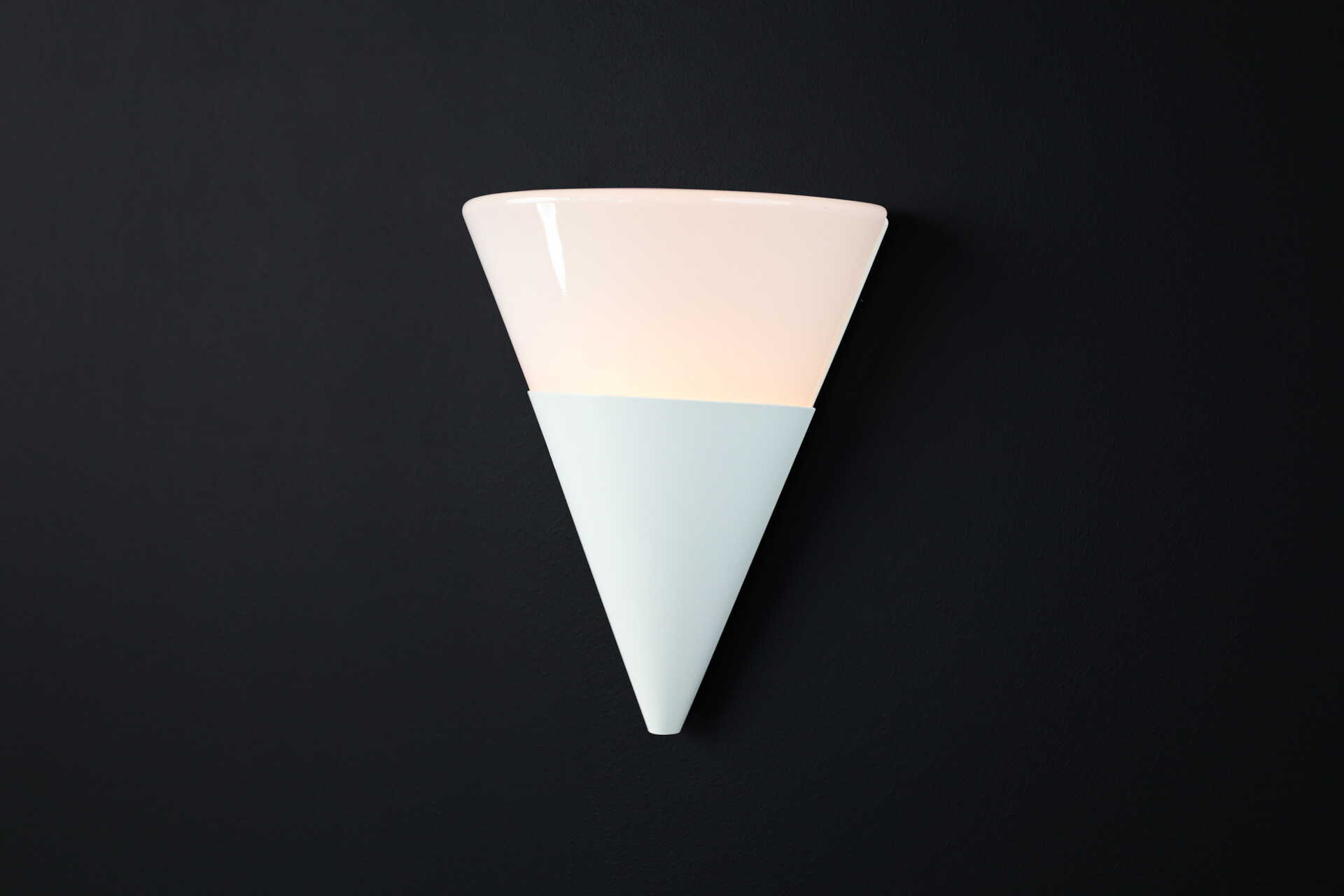 Mid century modern Cone Shaped White Opaque Glass Wall Lights by Glashütte Limburg, Germany 1970s Late-20th century