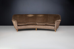 Mid century modern Curved Sofa by Ico Parisi in original Fabric, Italy, 1950s Mid-20th century