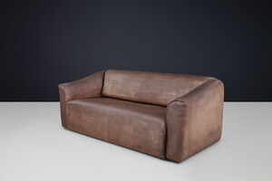 Mid century modern De Sede DS-47 Extendable Neck Leather 3-Seater Sofa, 1970s Late-20th century