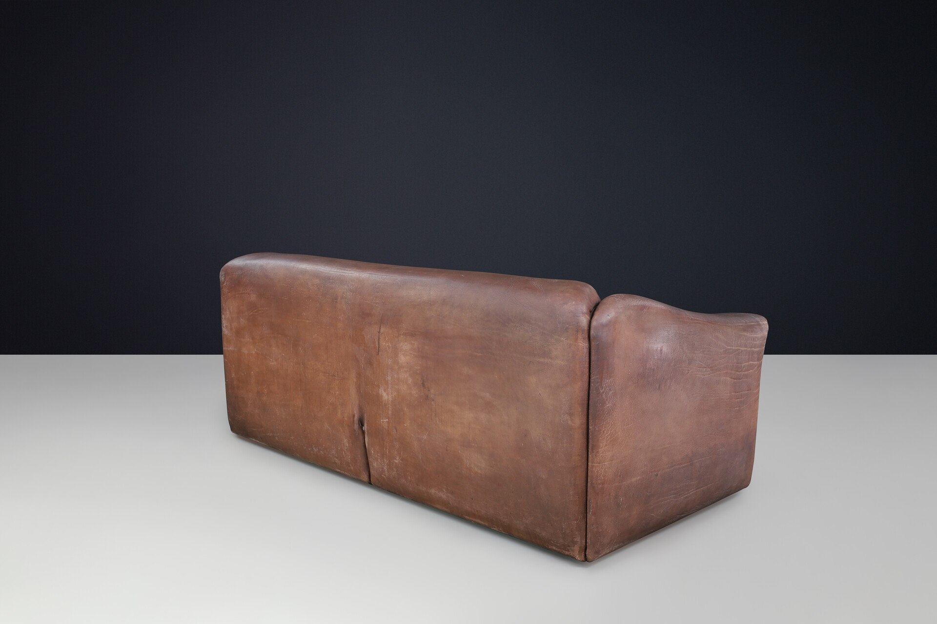 Mid century modern De Sede DS-47 Extendable Neck Leather 3-Seater Sofa, 1970s Late-20th century