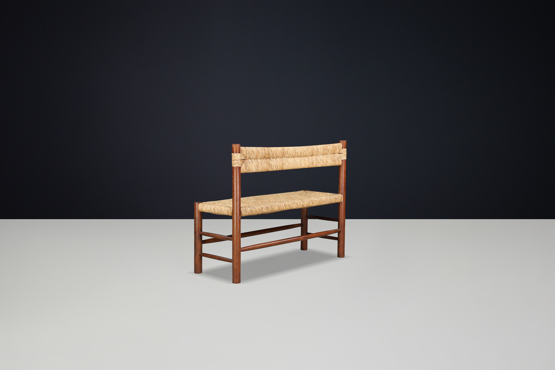 Mid century modern Dordogne Straw Bench by Charlotte Perriand for Robert Sentou, France, 1960s Mid-20th century