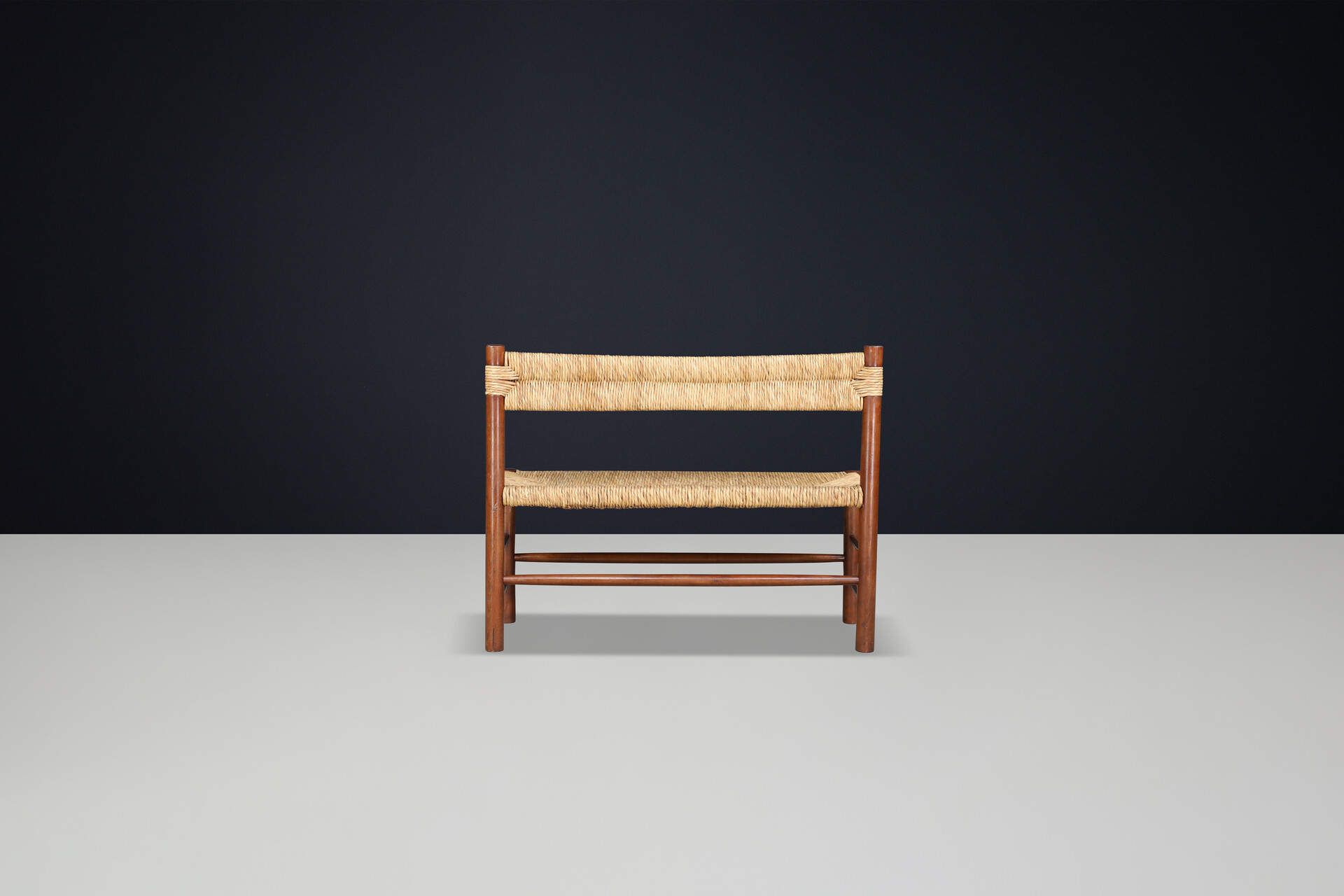 Mid century modern Dordogne Straw Bench by Charlotte Perriand for Robert Sentou, France, 1960s Mid-20th century