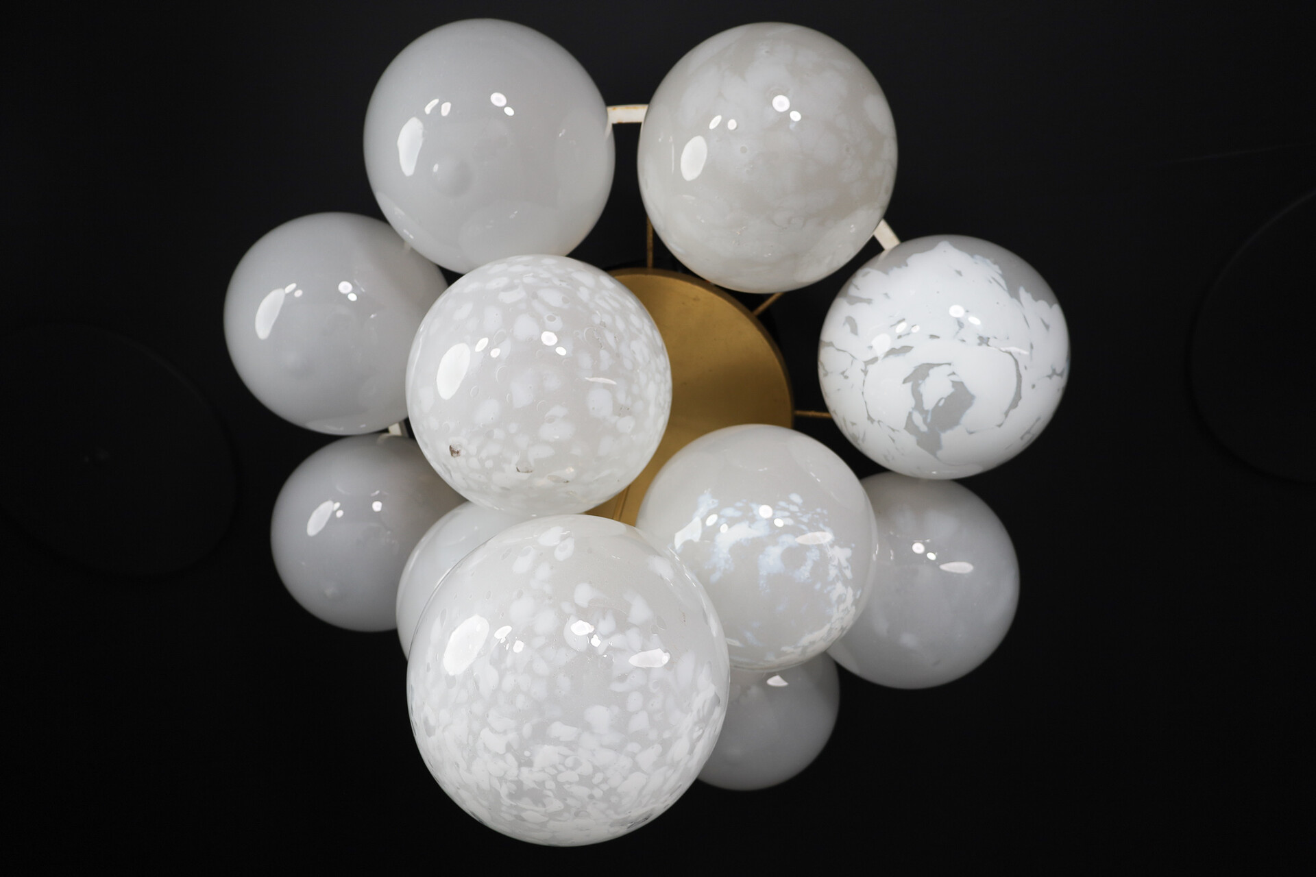 Mid century modern Extreme Large Chandelier / Flush Mount with Large Globes, Italy 1960s Mid-20th century