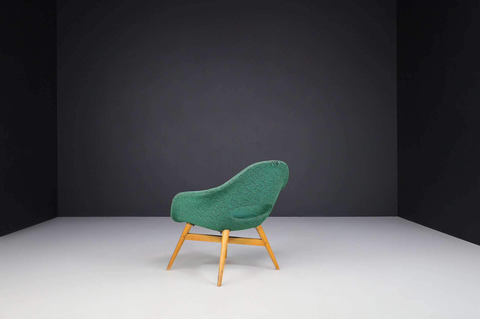 Mid century modern Fiberglass Easy Chairs by Miroslav Navratil for Vertex in original fabric , circa 1960 Mid-20th century