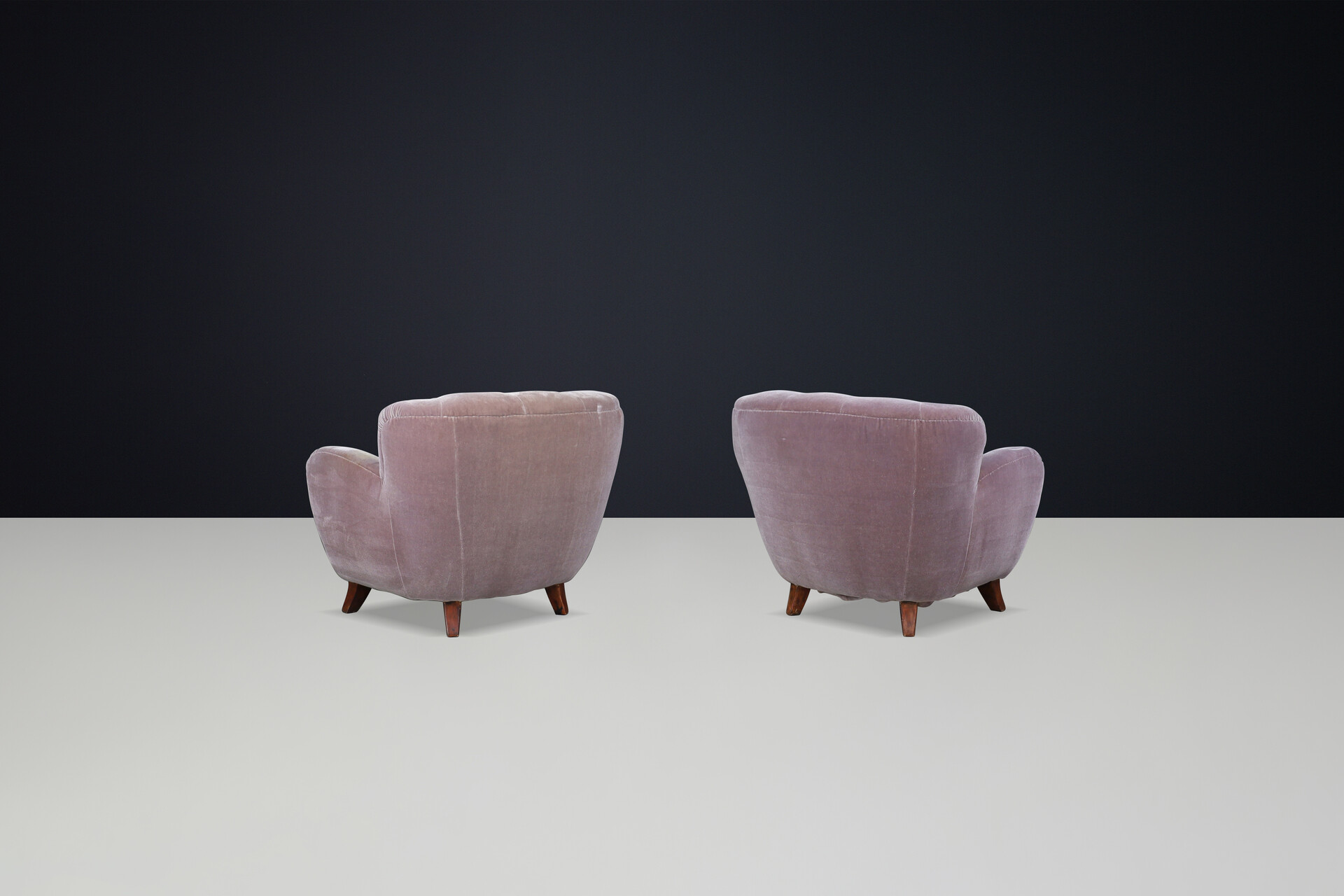 Mid century modern Flemming Lassen Armchairs in Original Velvet Upholstery, Denmark 1930s Early-20th century