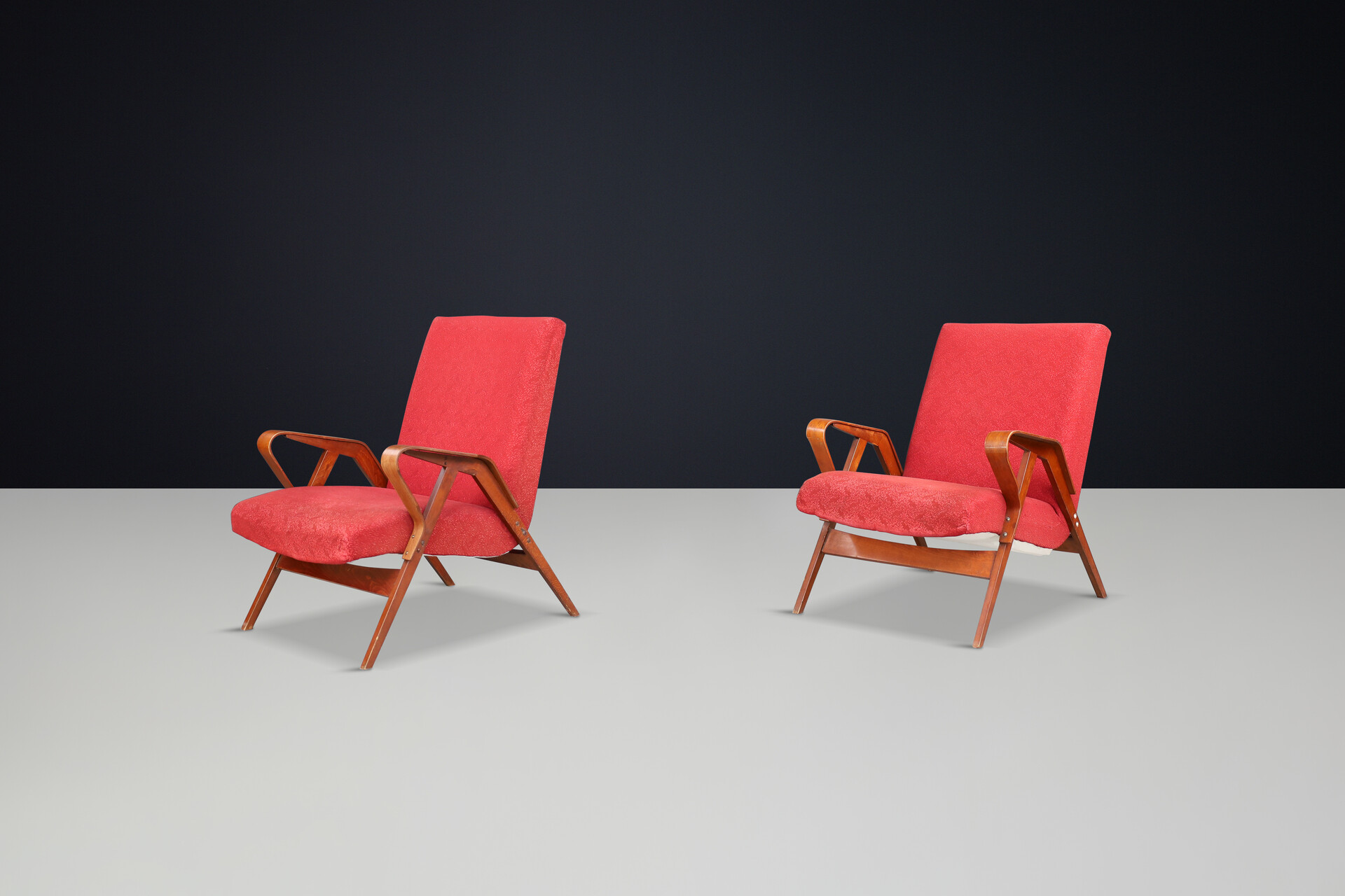 Mid century modern František Jirák for Tatra Nabytok lounge chairs in original upholstery, 1950s Mid-20th century