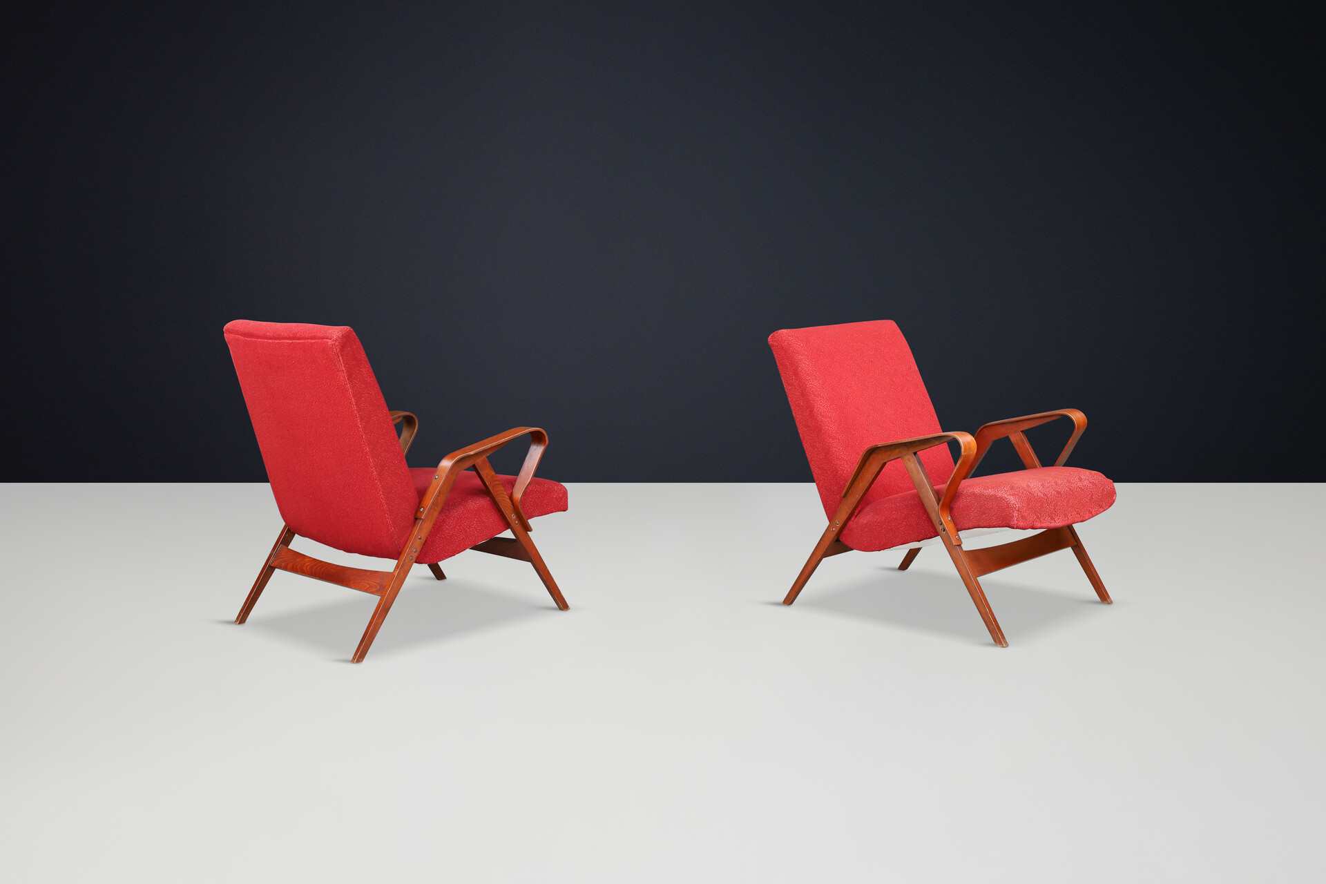 Mid century modern František Jirák for Tatra Nabytok lounge chairs in original upholstery, 1950s Mid-20th century