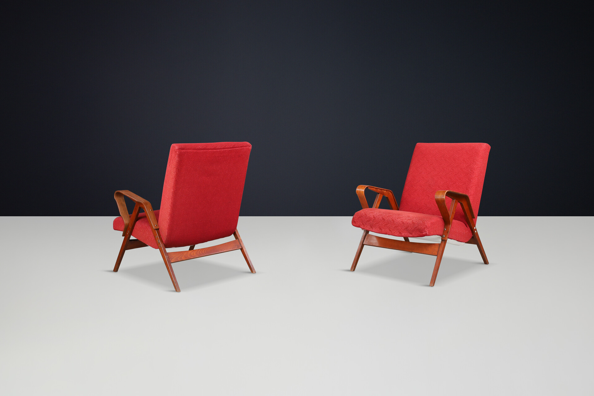 Mid century modern František Jirák for Tatra Nabytok lounge chairs in original upholstery, 1950s Mid-20th century