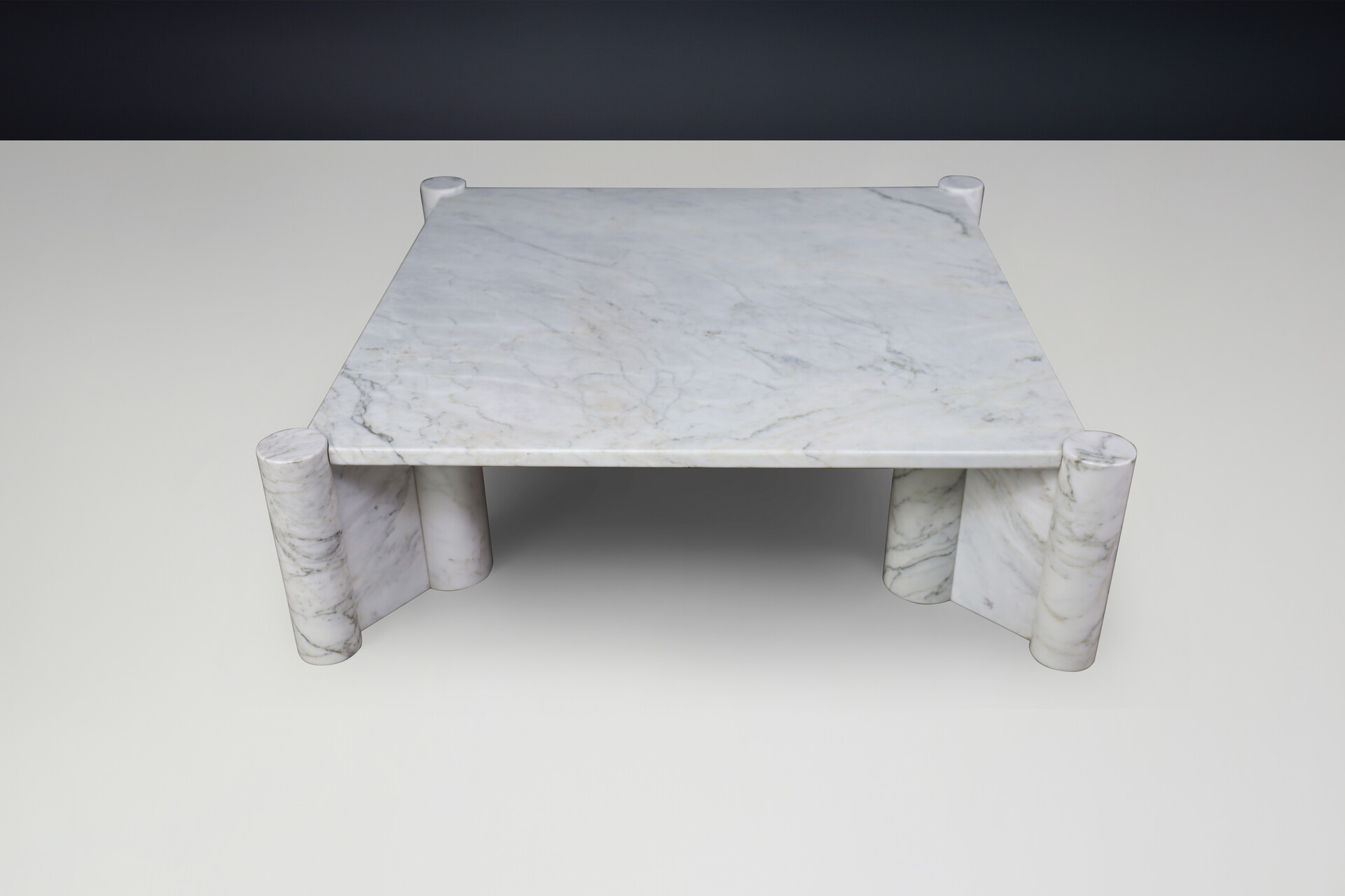 Mid century modern Gae Aulenti Jumbo Coffee Table for Knoll International in White Carrara Marble, Italy 1970s Mid-20th century