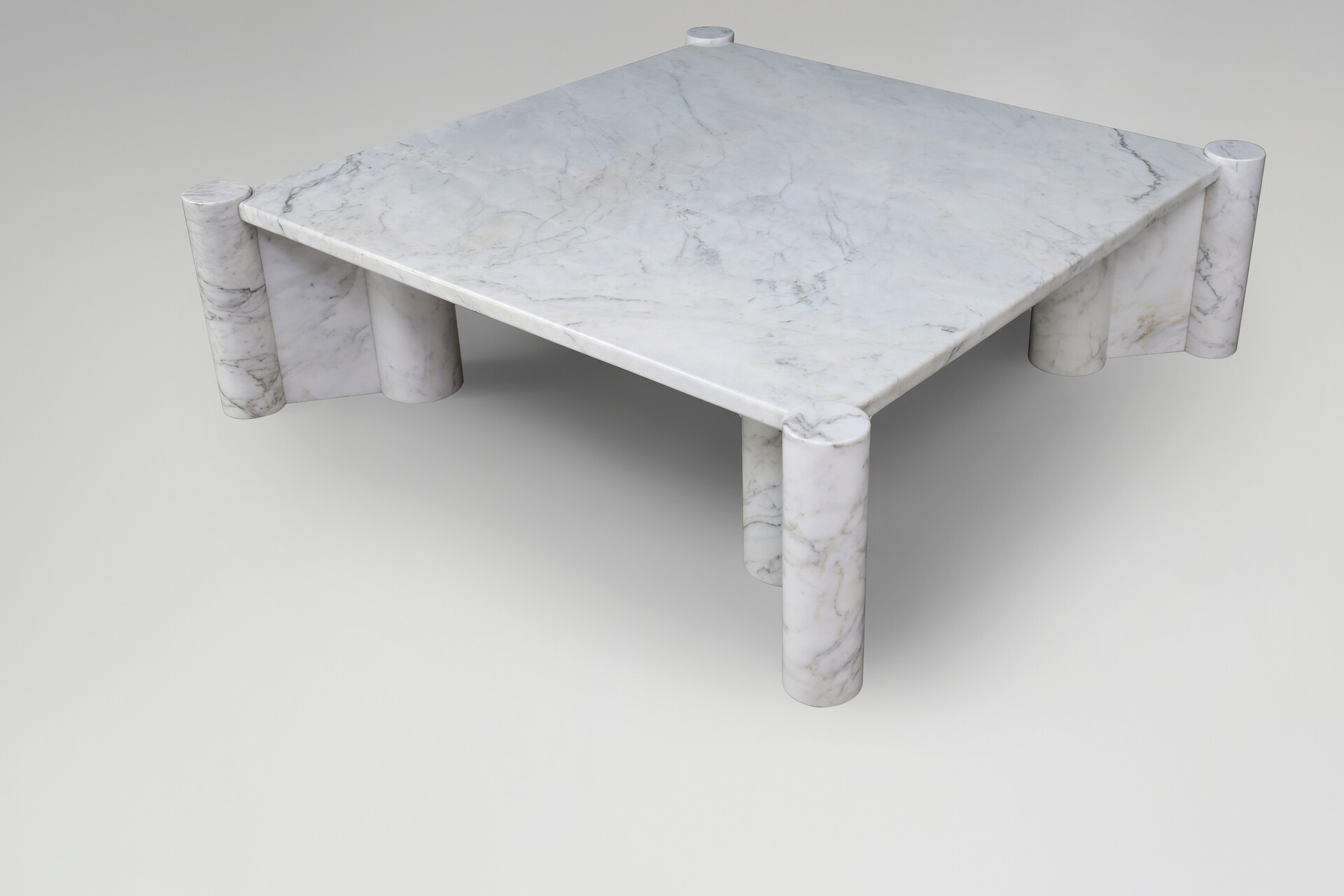 Mid century modern Gae Aulenti Jumbo Coffee Table for Knoll International in White Carrara Marble, Italy 1970s Mid-20th century