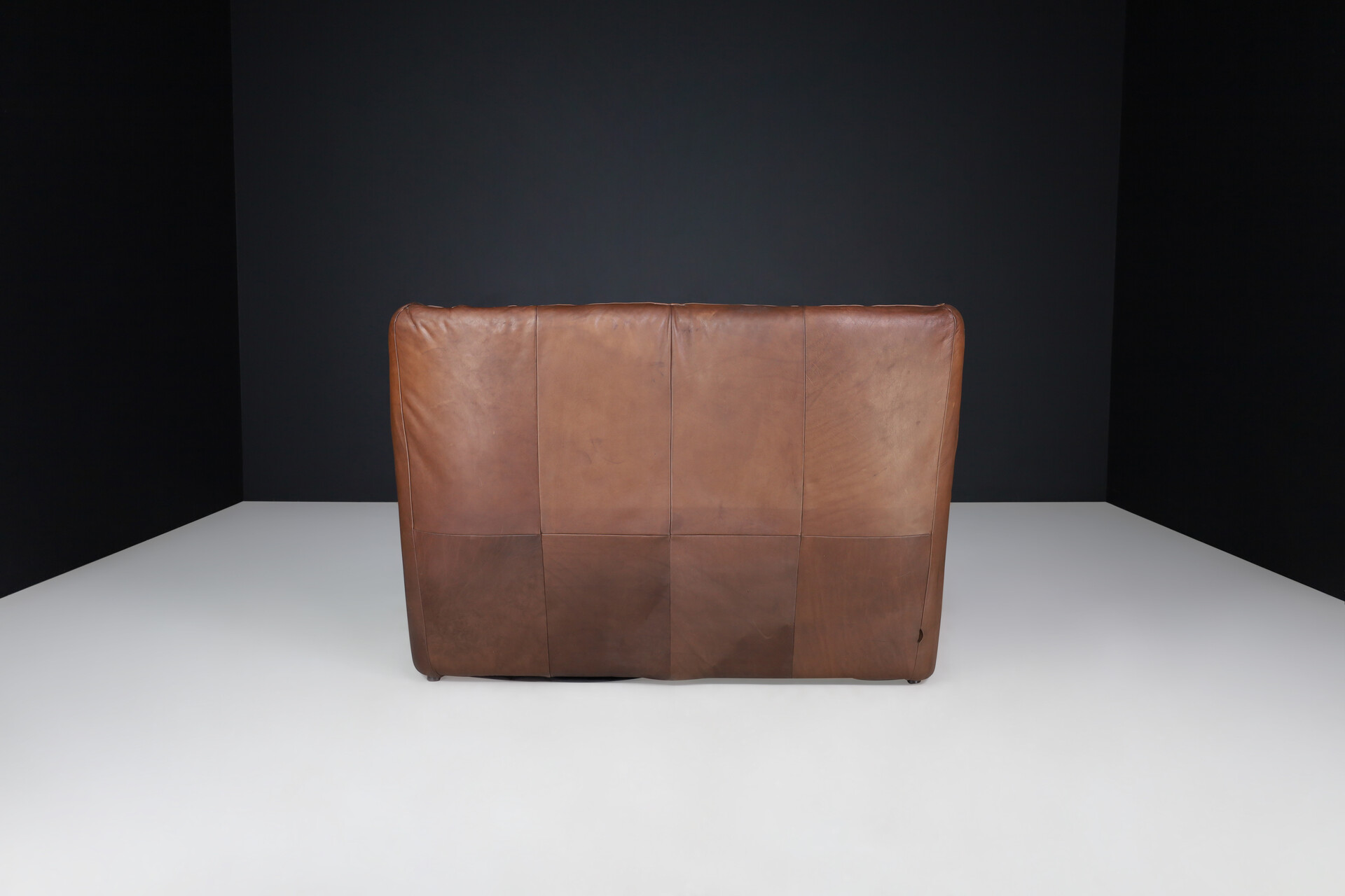 Mid century modern Gerard van den Berg Sofa High Back Sofas in patinated brown leather, The Netherlands 1970s Late-20th century