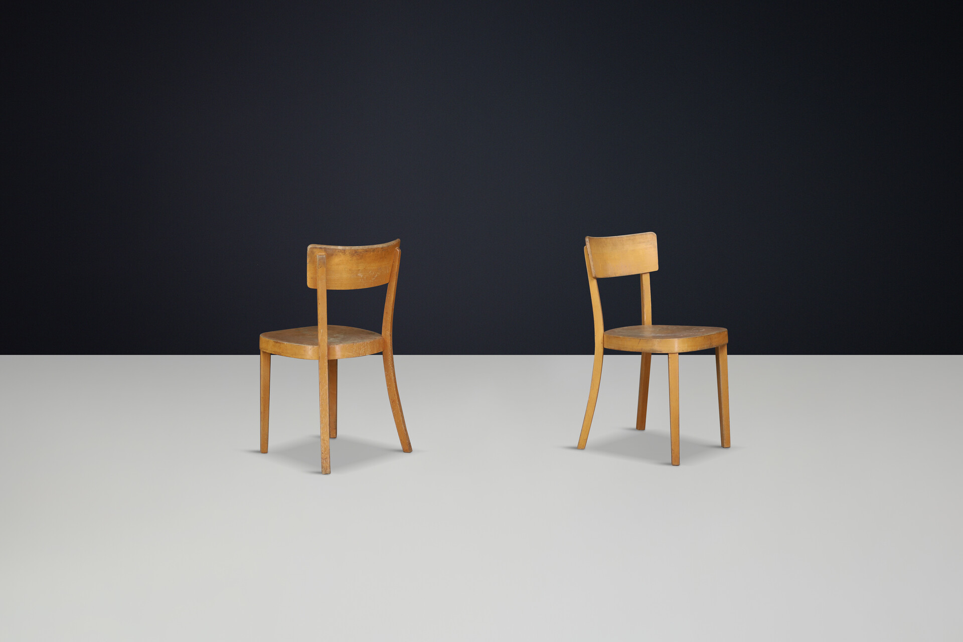 Mid century modern Horgus Glarus Dining Chairs Beech and Plywood Switzerland 1960s Mid-20th century