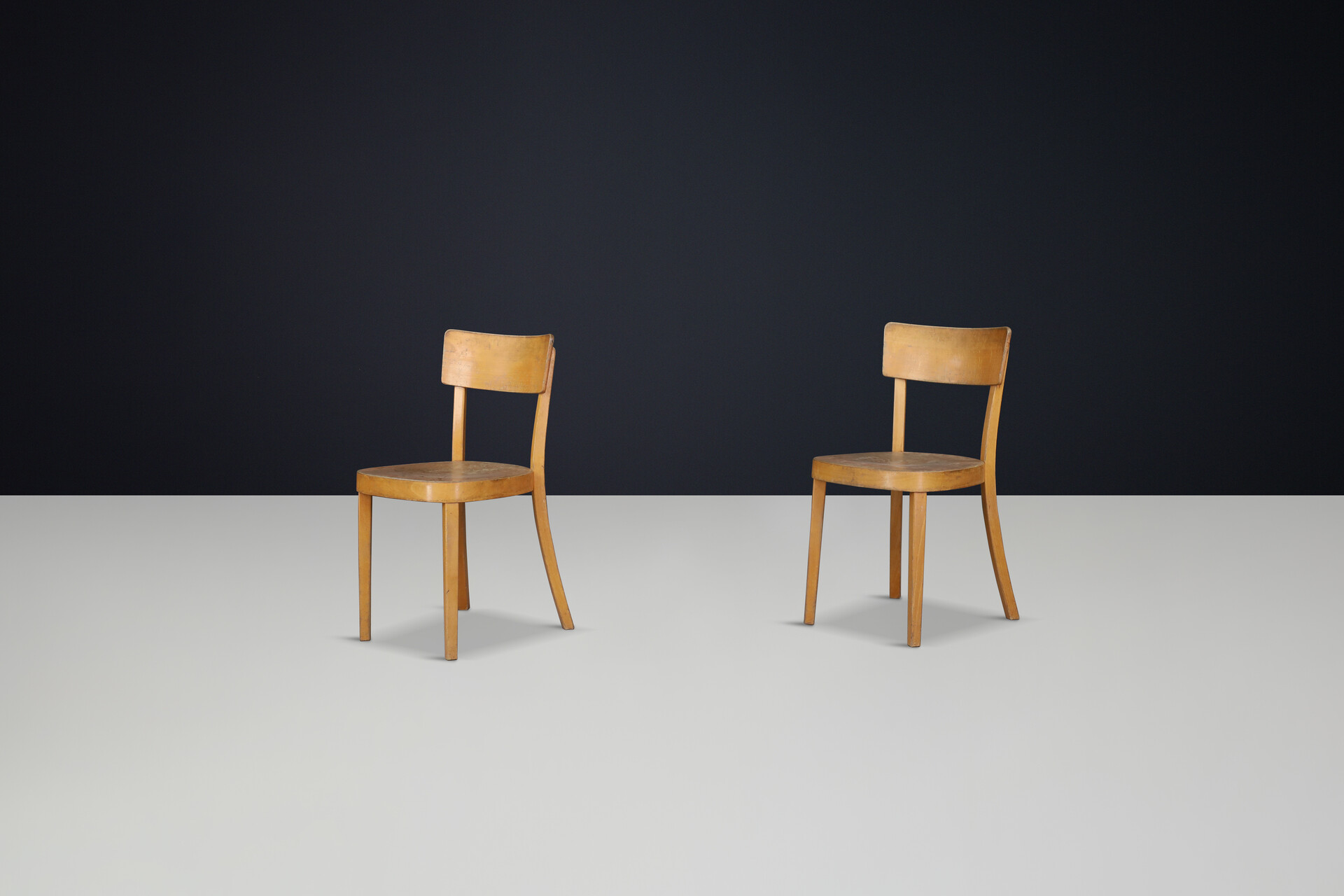 Mid century modern Horgus Glarus Dining Chairs Beech and Plywood Switzerland 1960s Mid-20th century