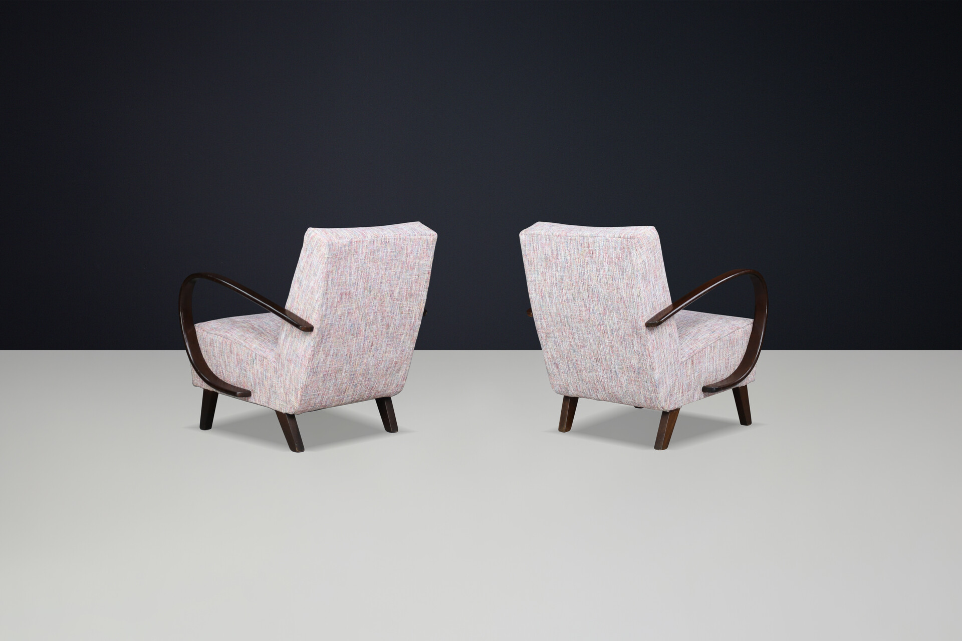 Mid century modern Jindrich Halabala Re-Upholstered  Bentwood Lounge Chairs, 1940s Mid-20th century