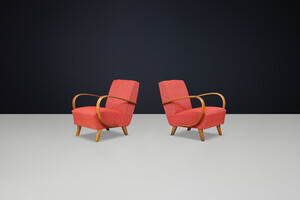 Mid century modern JJindrich Halabala bentwood Art-Deco Arm Chairs, Praque 1940s Mid-20th century