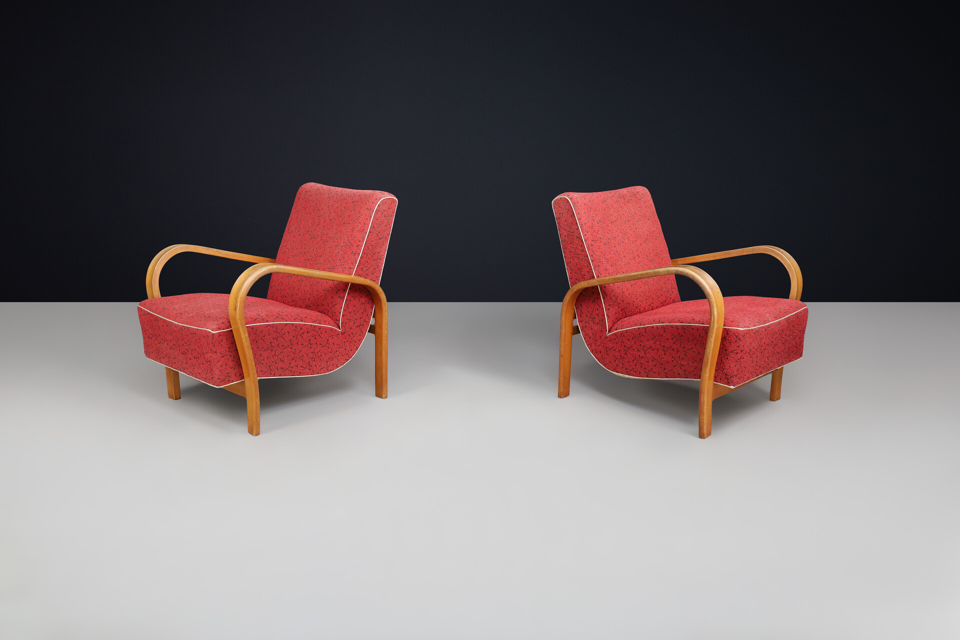 Mid century modern Karel Koželka & Antonín Kropácek Bentwood Armchairs 1950s Mid-20th century