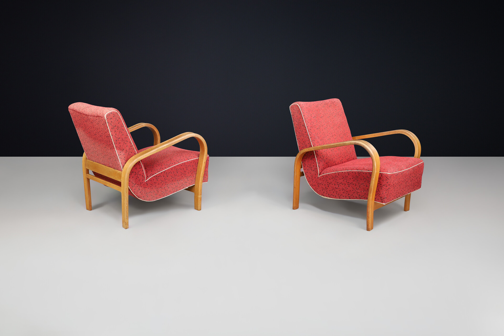 Mid century modern Karel Koželka & Antonín Kropácek Bentwood Armchairs 1950s Mid-20th century