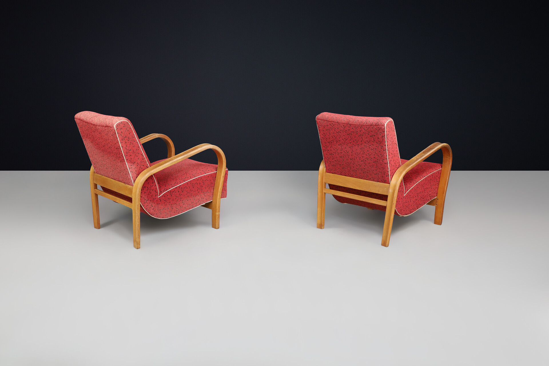 Mid century modern Karel Koželka & Antonín Kropácek Bentwood Armchairs 1950s Mid-20th century