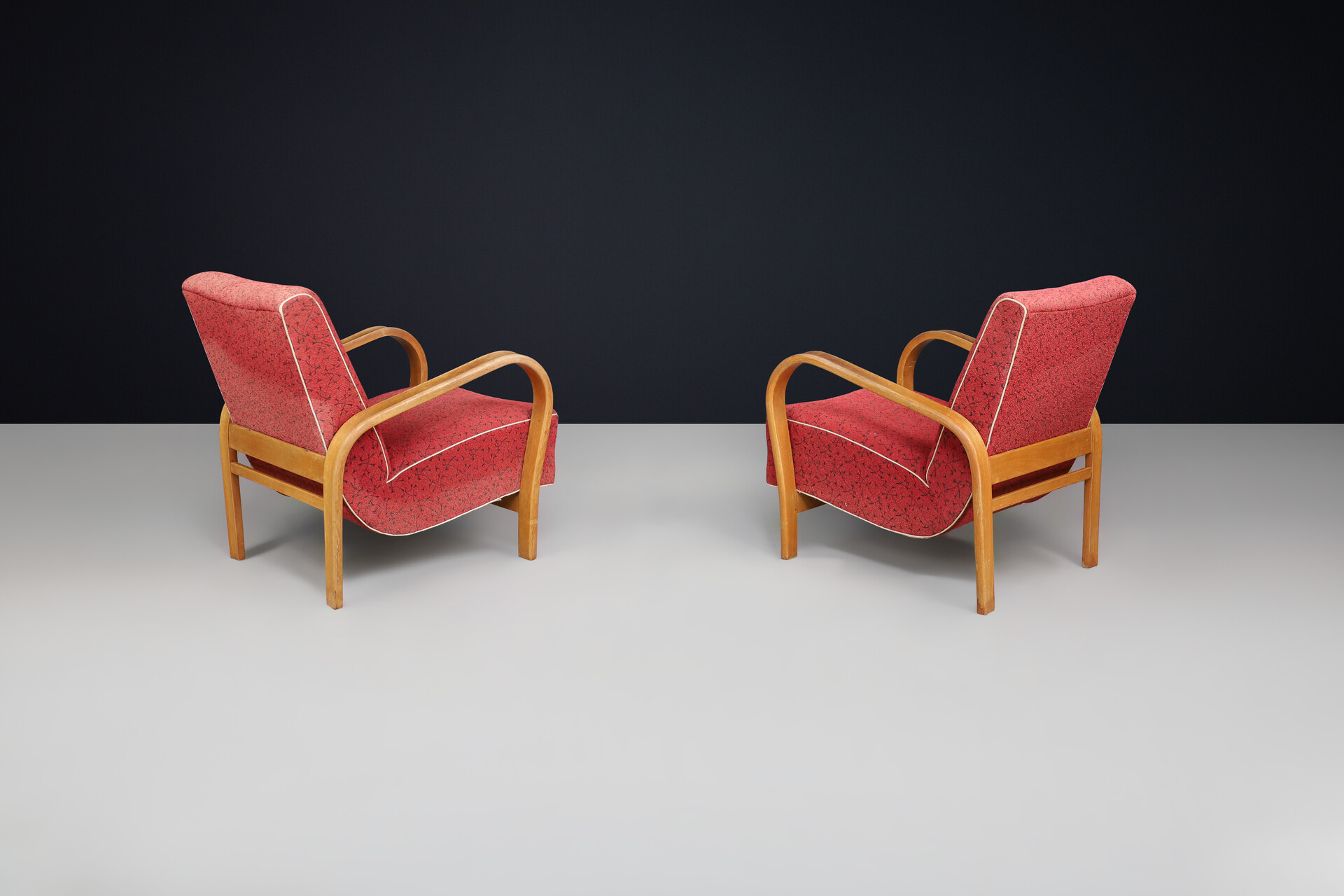 Mid century modern Karel Koželka & Antonín Kropácek Bentwood Armchairs 1950s Mid-20th century