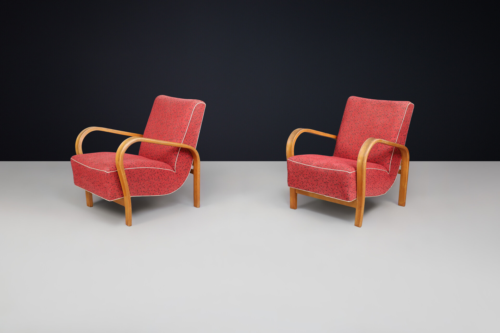 Mid century modern Karel Koželka & Antonín Kropácek Bentwood Armchairs 1950s Mid-20th century