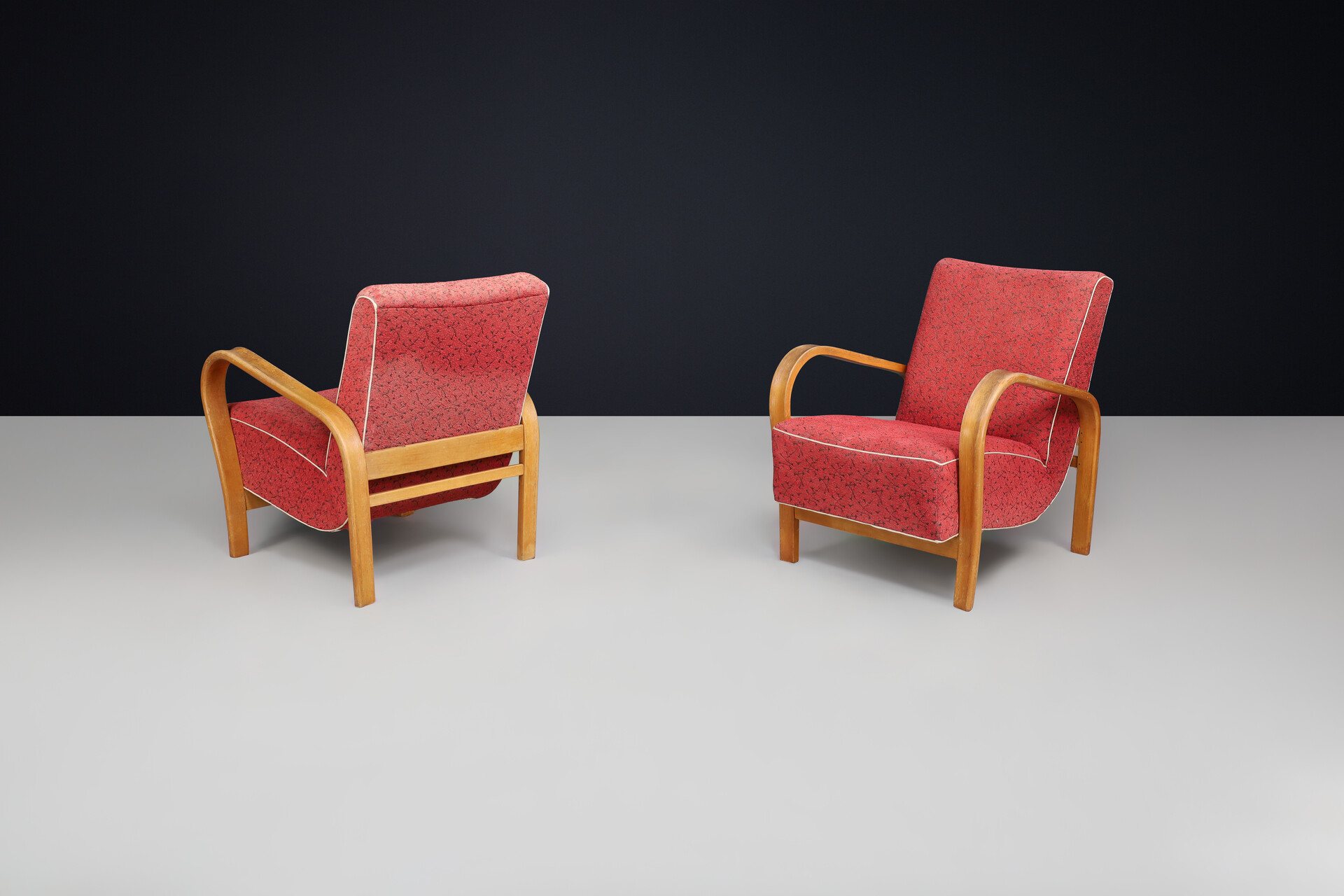 Mid century modern Karel Koželka & Antonín Kropácek Bentwood Armchairs 1950s Mid-20th century