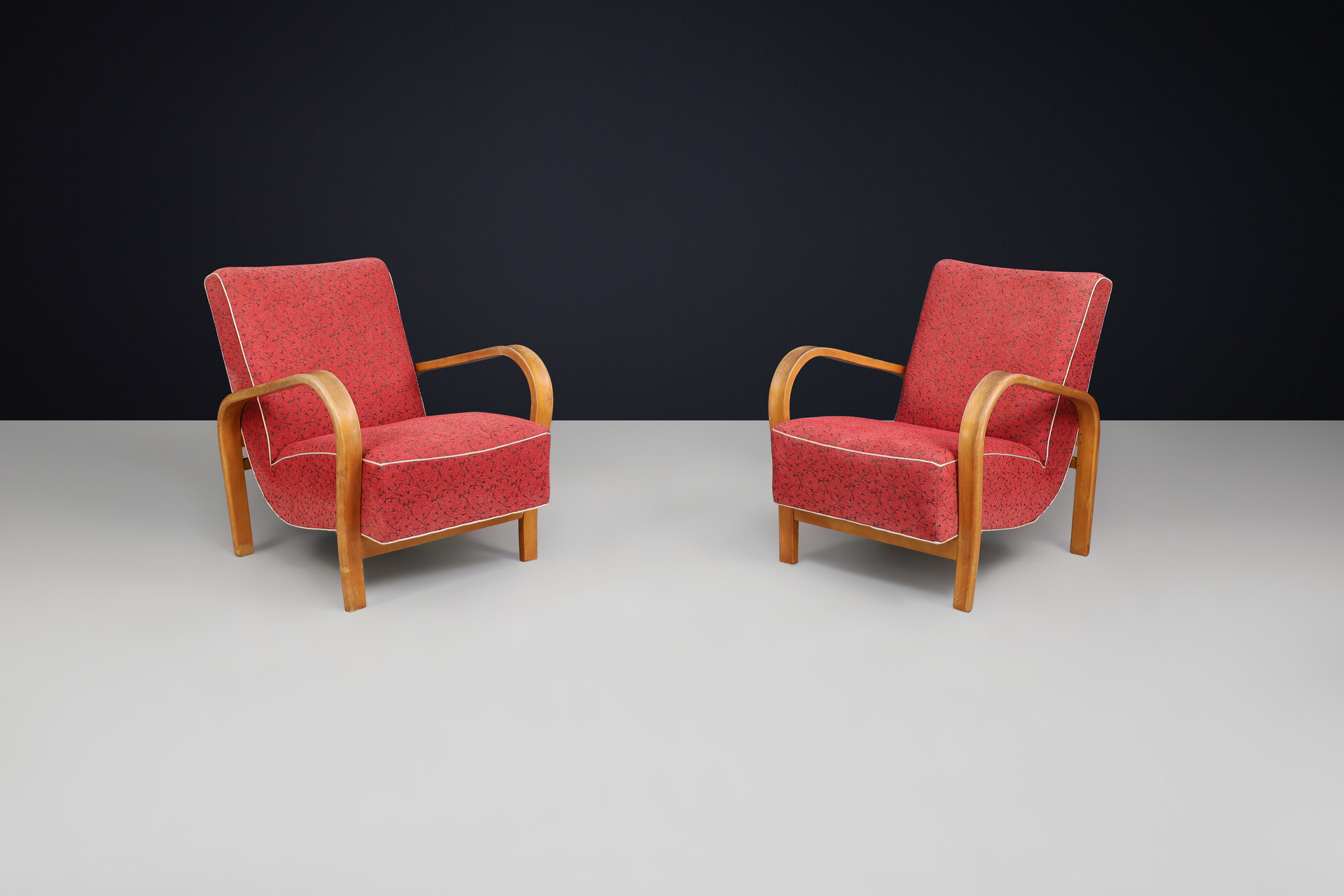 Mid century modern Karel Koželka & Antonín Kropácek Bentwood Armchairs 1950s Mid-20th century