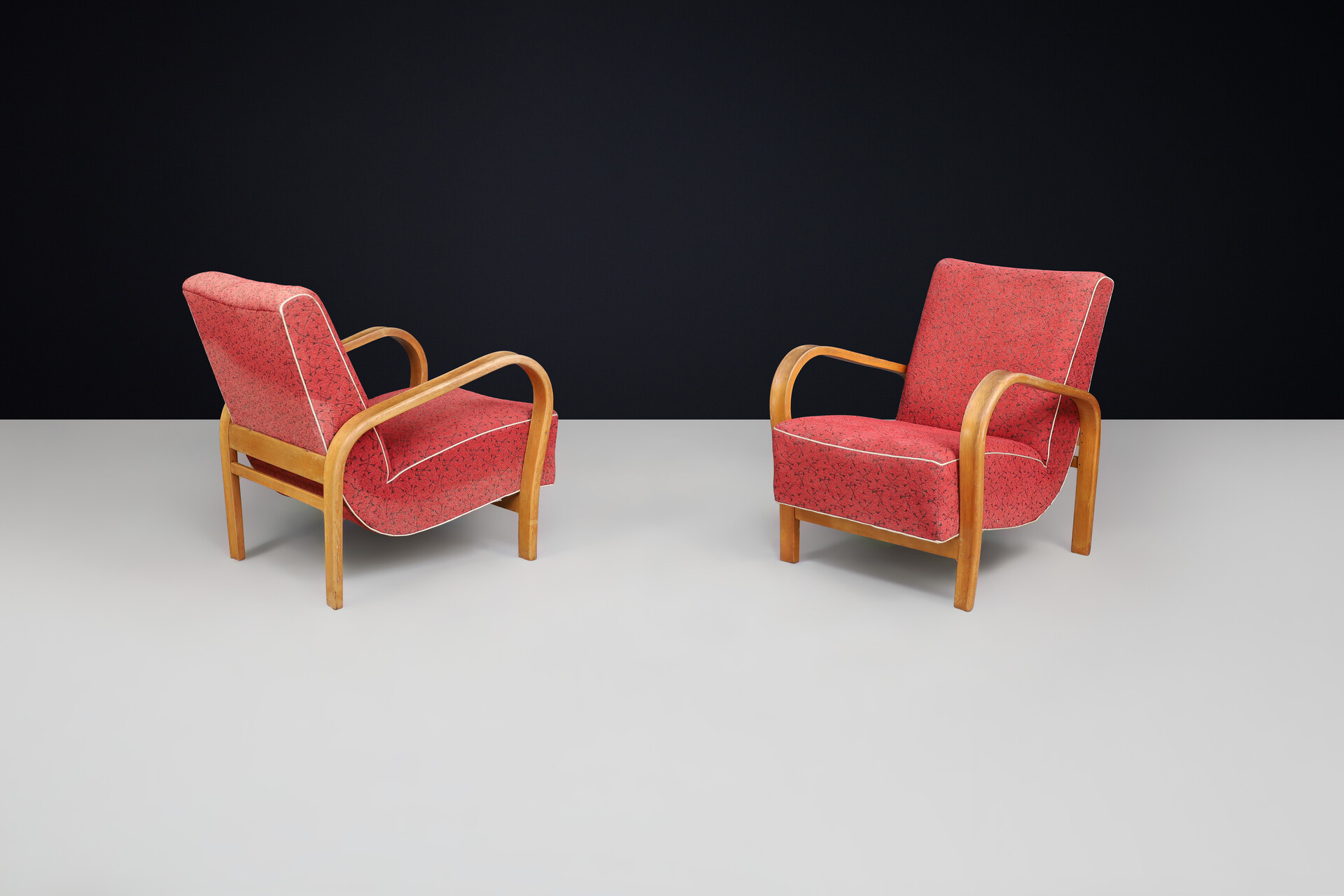 Mid century modern Karel Koželka & Antonín Kropácek Bentwood Armchairs 1950s Mid-20th century