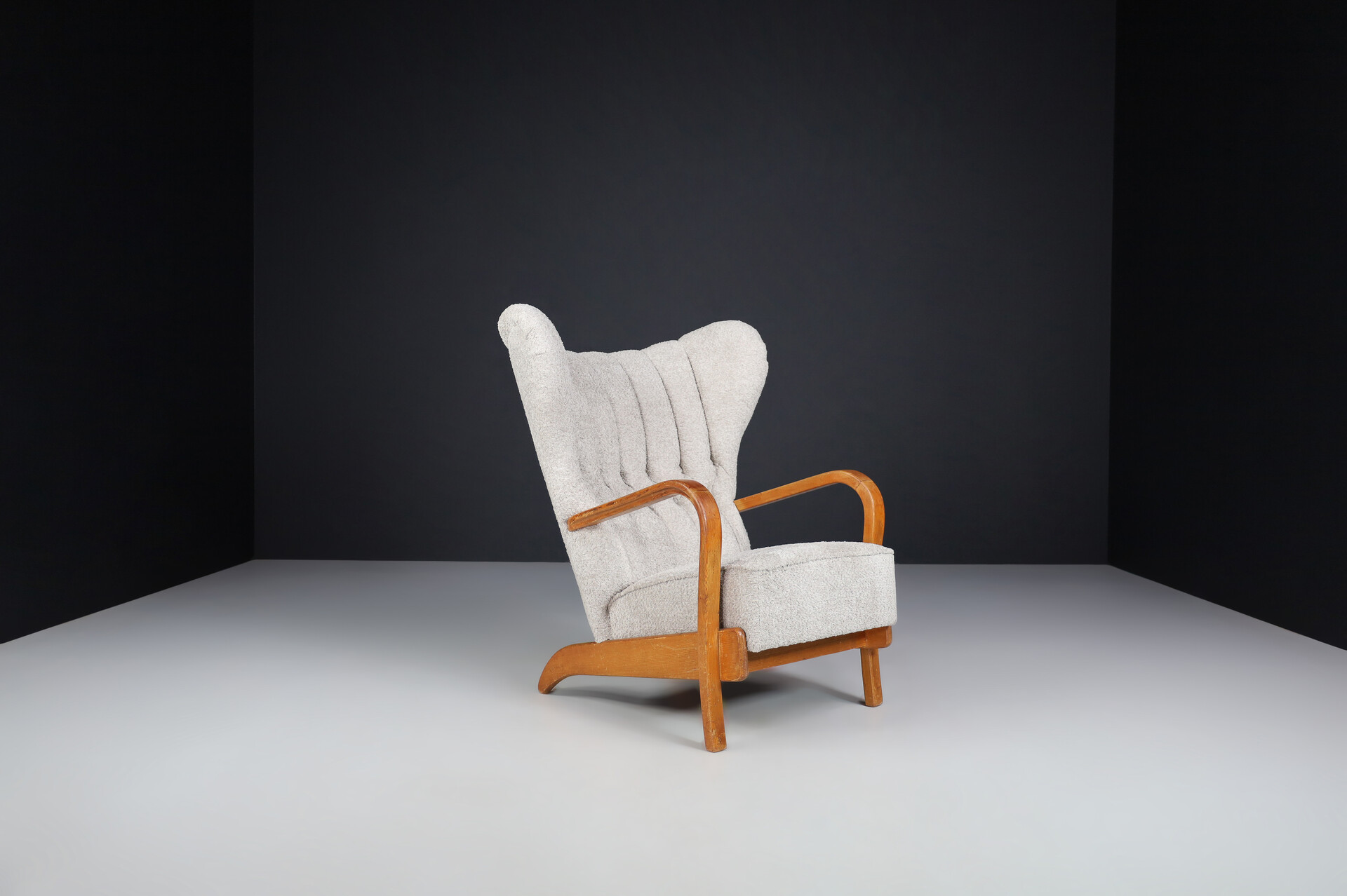 Mid century modern Koželka and Kropáček Wingback Armchair Czechia 1940s Mid-20th century