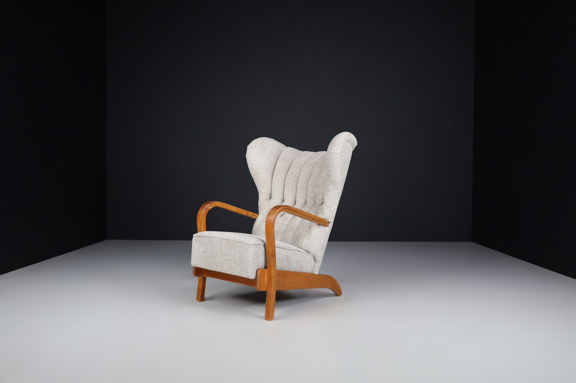 Mid century modern Koželka and Kropáček Wingback Armchair Czechia 1940s Mid-20th century