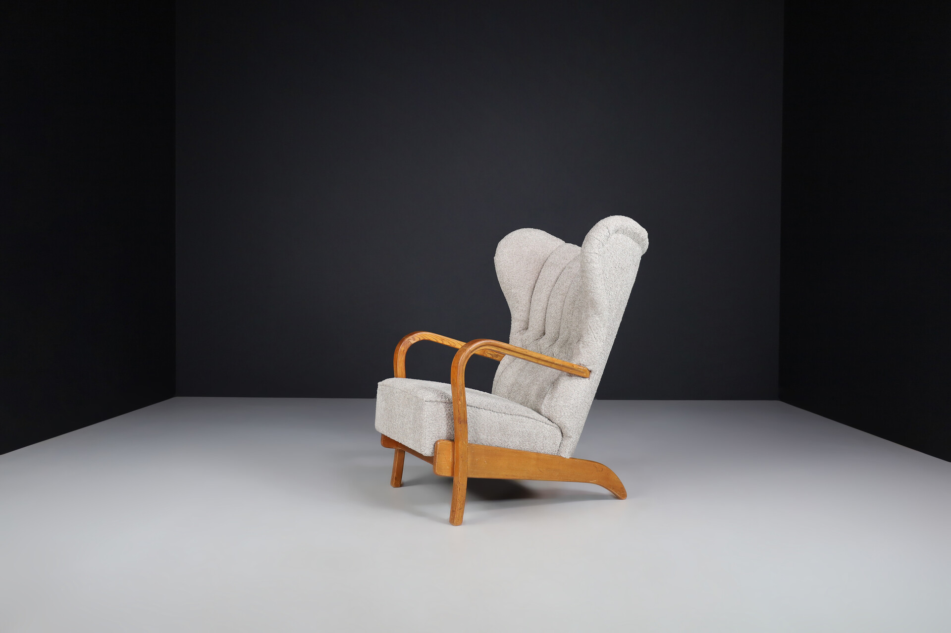 Mid century modern Koželka and Kropáček Wingback Armchair Czechia 1940s Mid-20th century