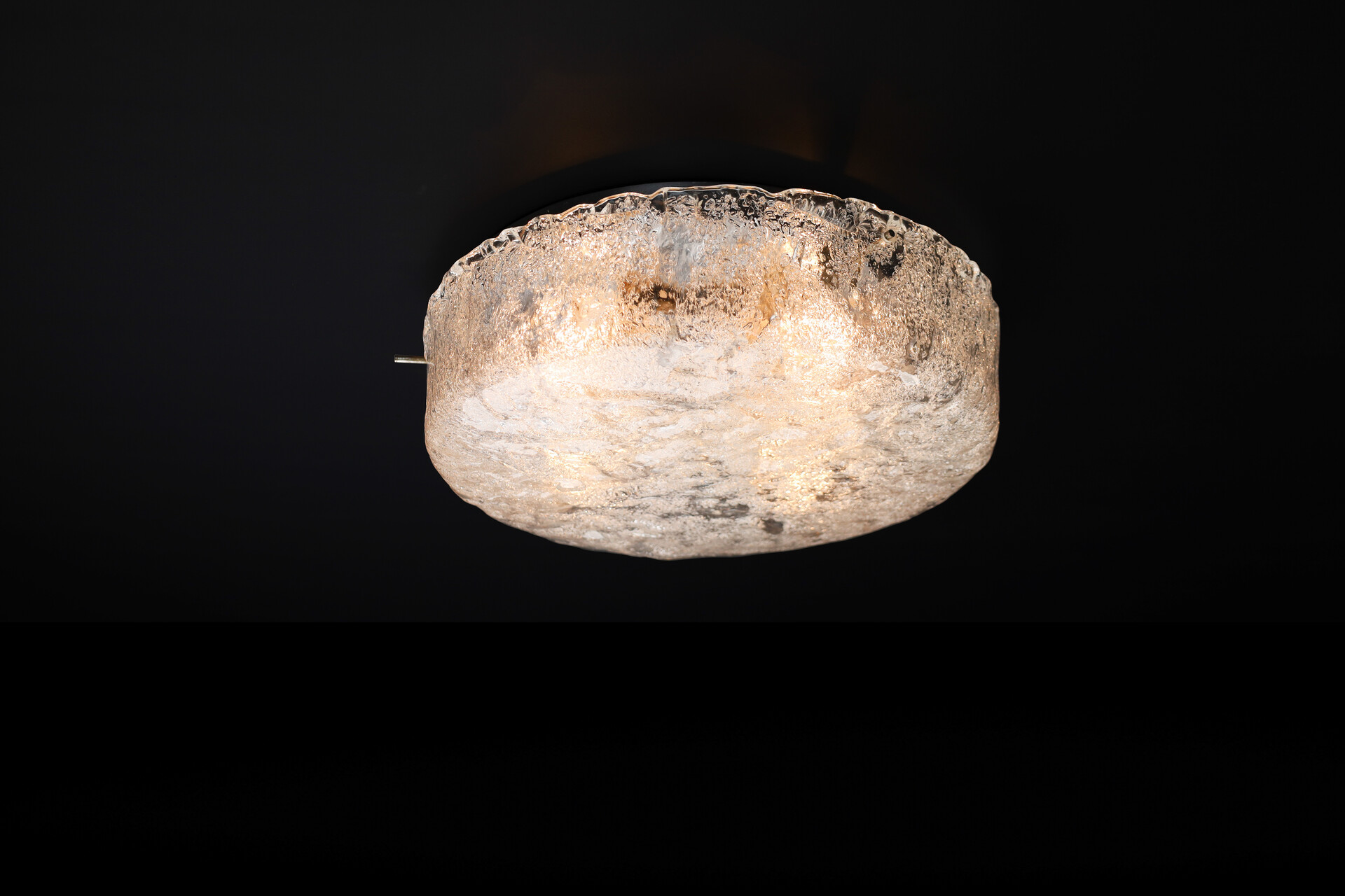 Mid century modern Large Frosted Ice Glass Flush Mount / Wall light by Kaiser Leuchten Geramany 1960s Mid-20th century