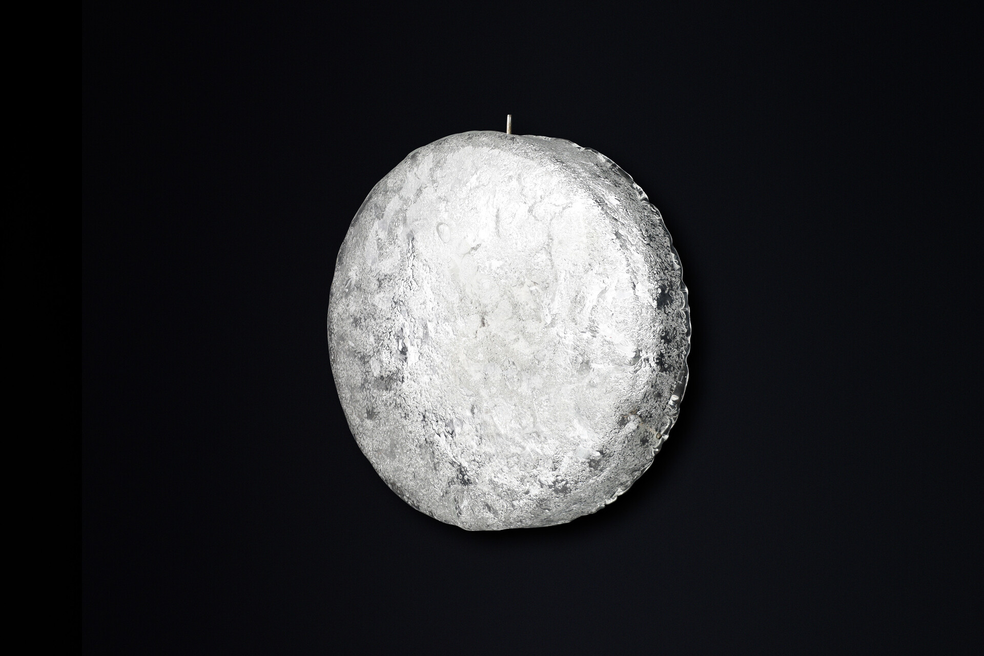 Mid century modern Large Frosted Ice Glass Flush Mount / Wall light by Kaiser Leuchten Geramany 1960s Mid-20th century