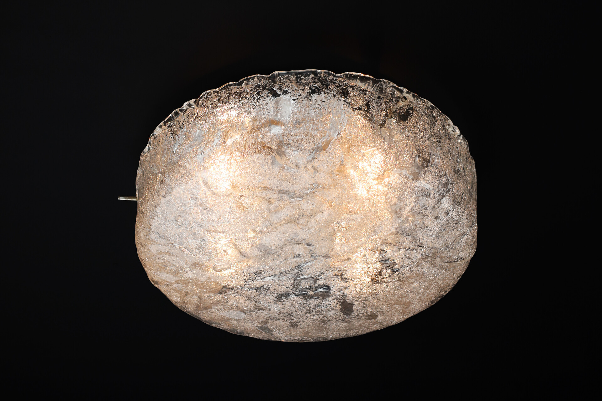 Mid century modern Large Frosted Ice Glass Flush Mount / Wall light by Kaiser Leuchten Geramany 1960s Mid-20th century