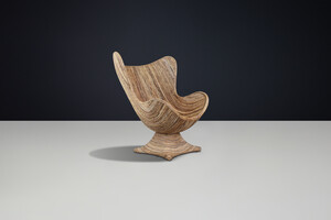 Mid century modern Large Sculptural Rattan Lounge or Egg Chair, Italy, 1980s Late-20th century