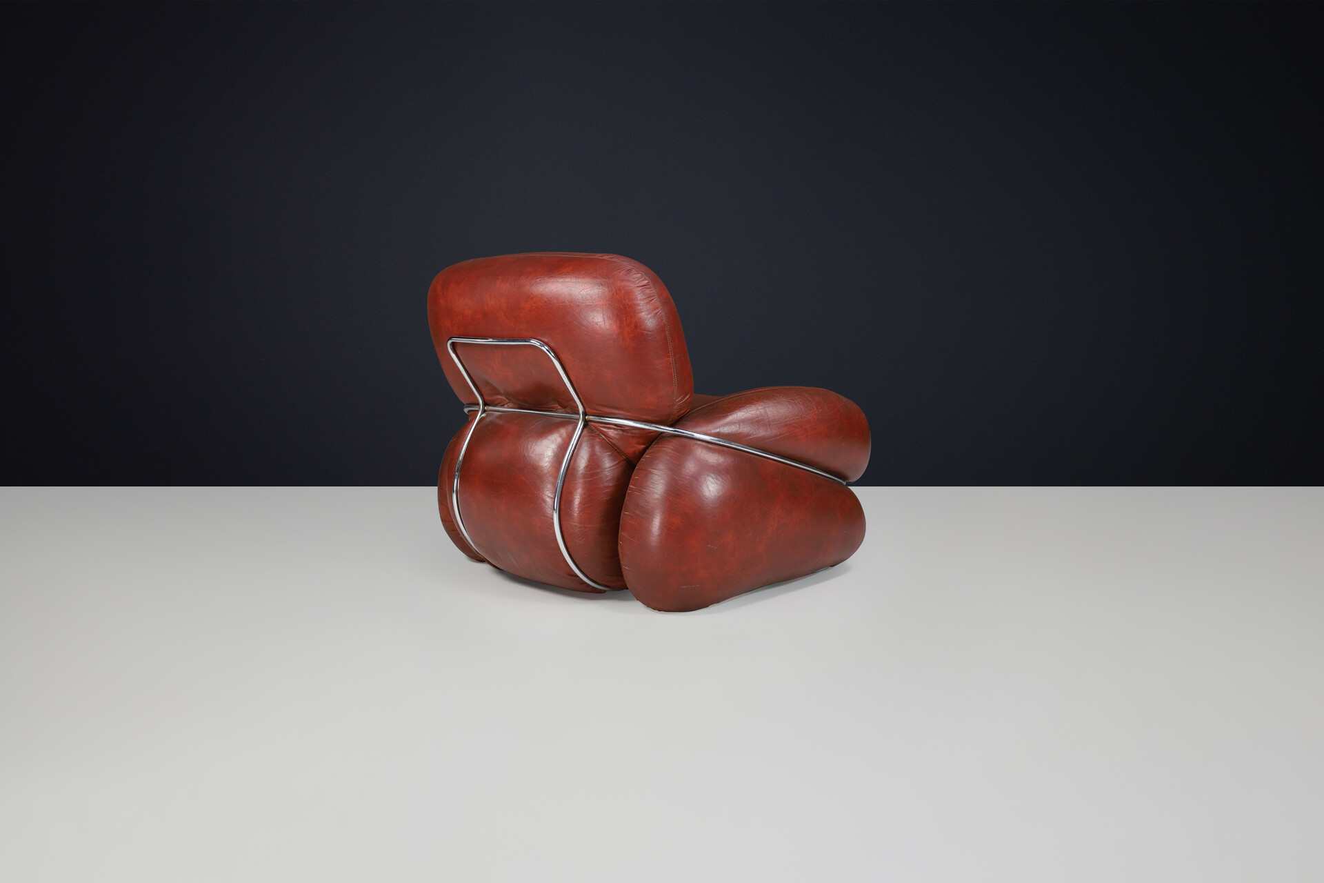 Mid century modern Leather lounge / armchairs by Adriano Piazzesi, Italy 1970 Mid-20th century